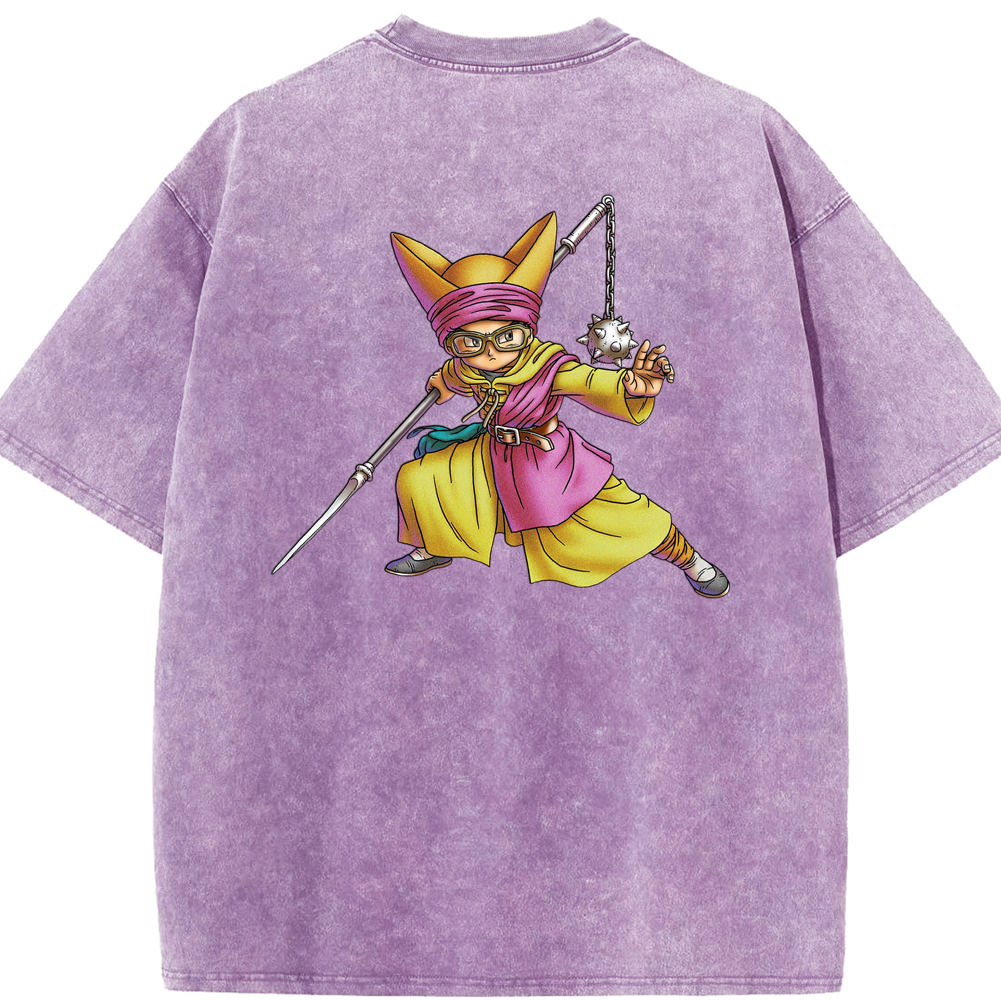 （画像用） ドラゴンクエスト Doragon Kuesuto Dragon Quest 綿100% ヴィンテージ風 半袖Tシャツ（背面プリント）