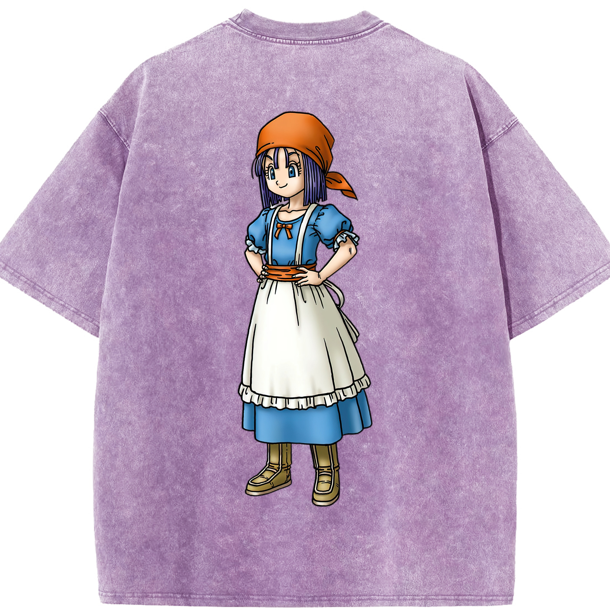 （画像用） ドラゴンクエスト Doragon Kuesuto Dragon Quest 綿100% ヴィンテージ風 半袖Tシャツ（背面プリント）
