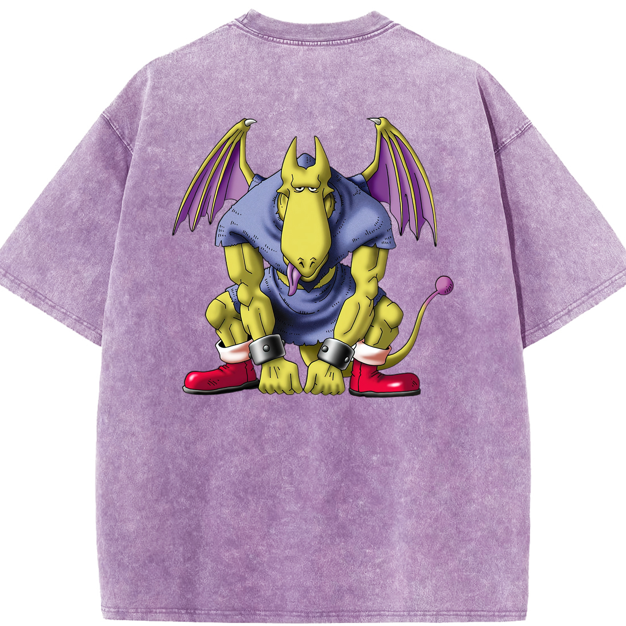 （画像用） ドラゴンクエスト Doragon Kuesuto Dragon Quest 綿100% ヴィンテージ風 半袖Tシャツ（背面プリント）