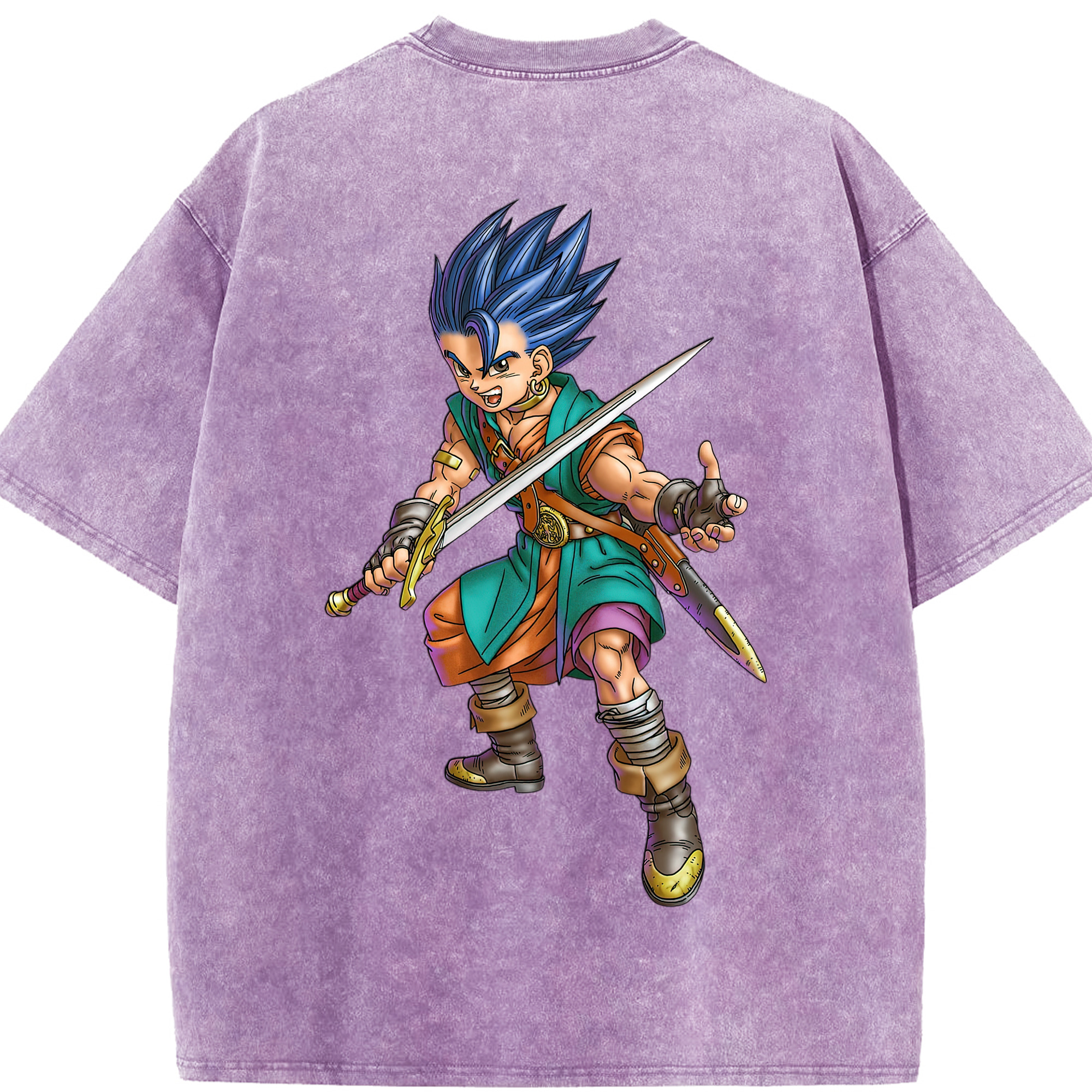 （画像用） ドラゴンクエスト Doragon Kuesuto Dragon Quest 綿100% ヴィンテージ風 半袖Tシャツ（背面プリント）