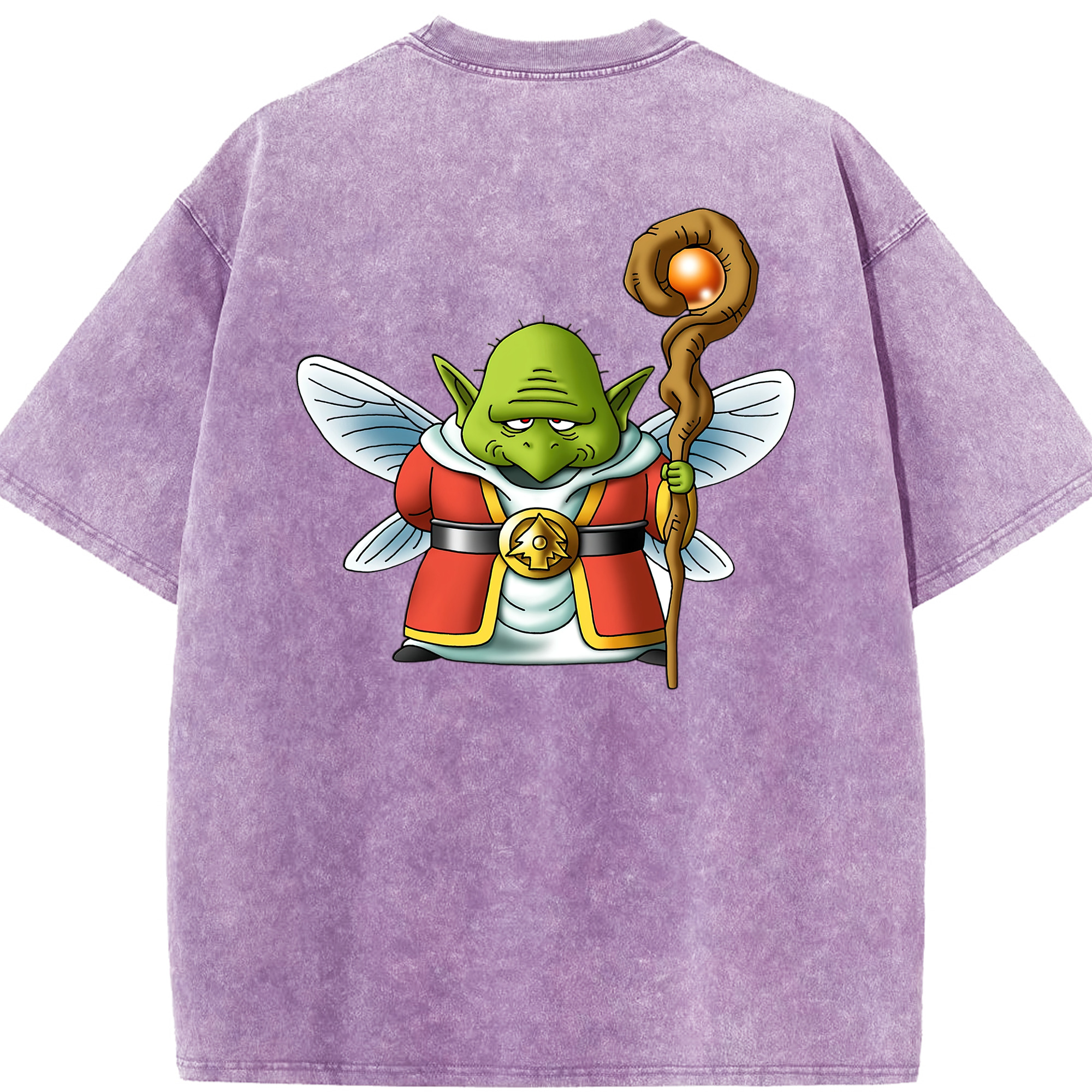 （画像用） ドラゴンクエスト Doragon Kuesuto Dragon Quest 綿100% ヴィンテージ風 半袖Tシャツ（背面プリント）