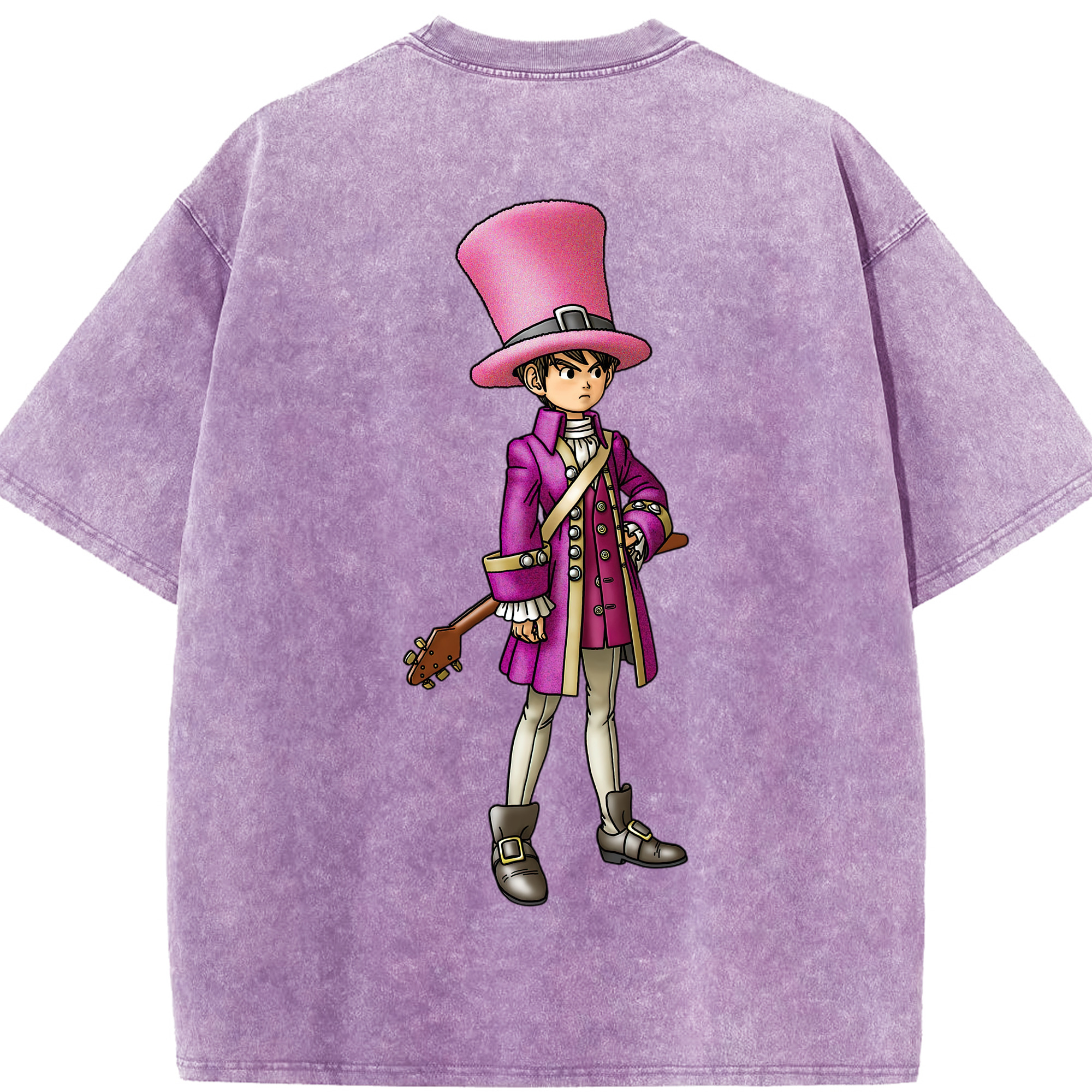 （画像用） ドラゴンクエスト Doragon Kuesuto Dragon Quest 綿100% ヴィンテージ風 半袖Tシャツ（背面プリント）