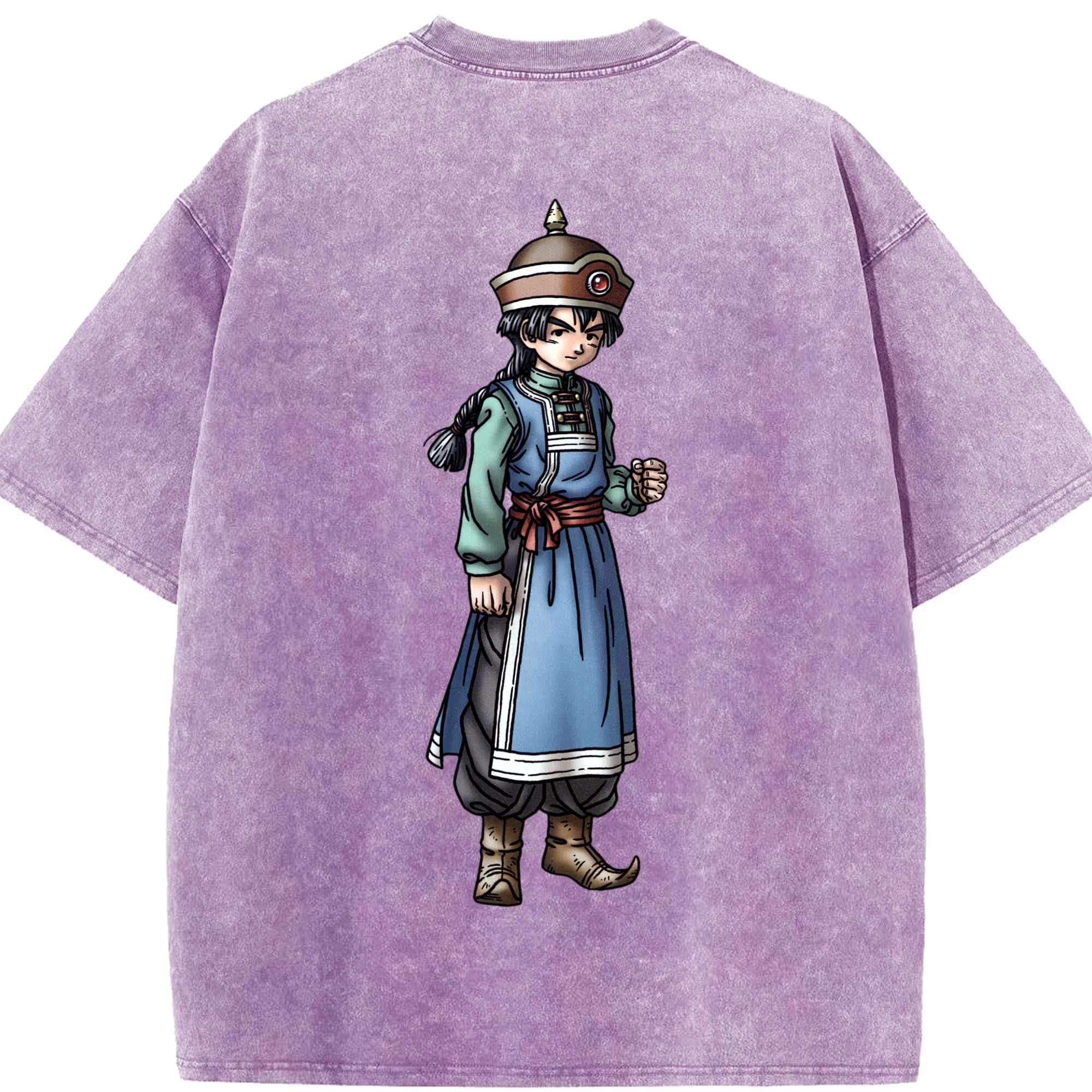 （画像用） ドラゴンクエスト Doragon Kuesuto Dragon Quest 綿100% ヴィンテージ風 半袖Tシャツ（背面プリント）
