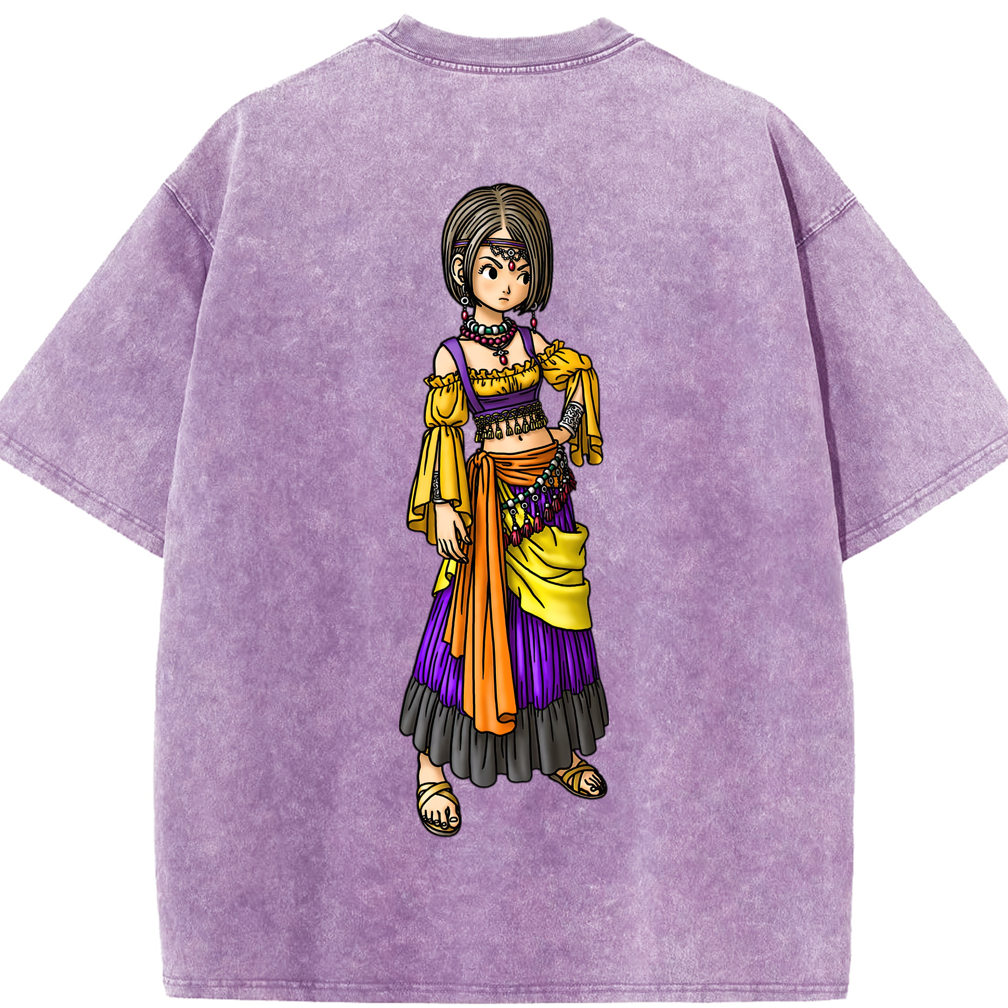 （画像用） ドラゴンクエスト Doragon Kuesuto Dragon Quest 綿100% ヴィンテージ風 半袖Tシャツ（背面プリント）