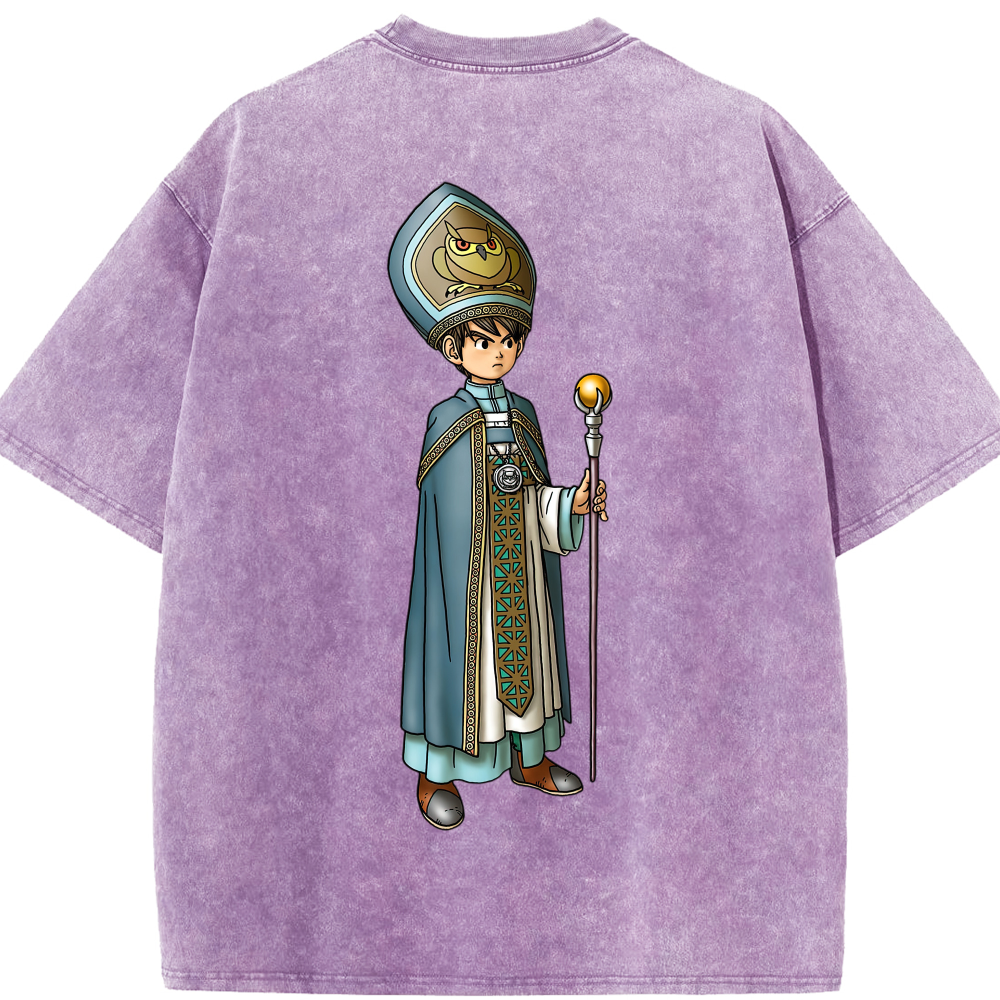 （画像用） ドラゴンクエスト Doragon Kuesuto Dragon Quest 綿100% ヴィンテージ風 半袖Tシャツ（背面プリント）