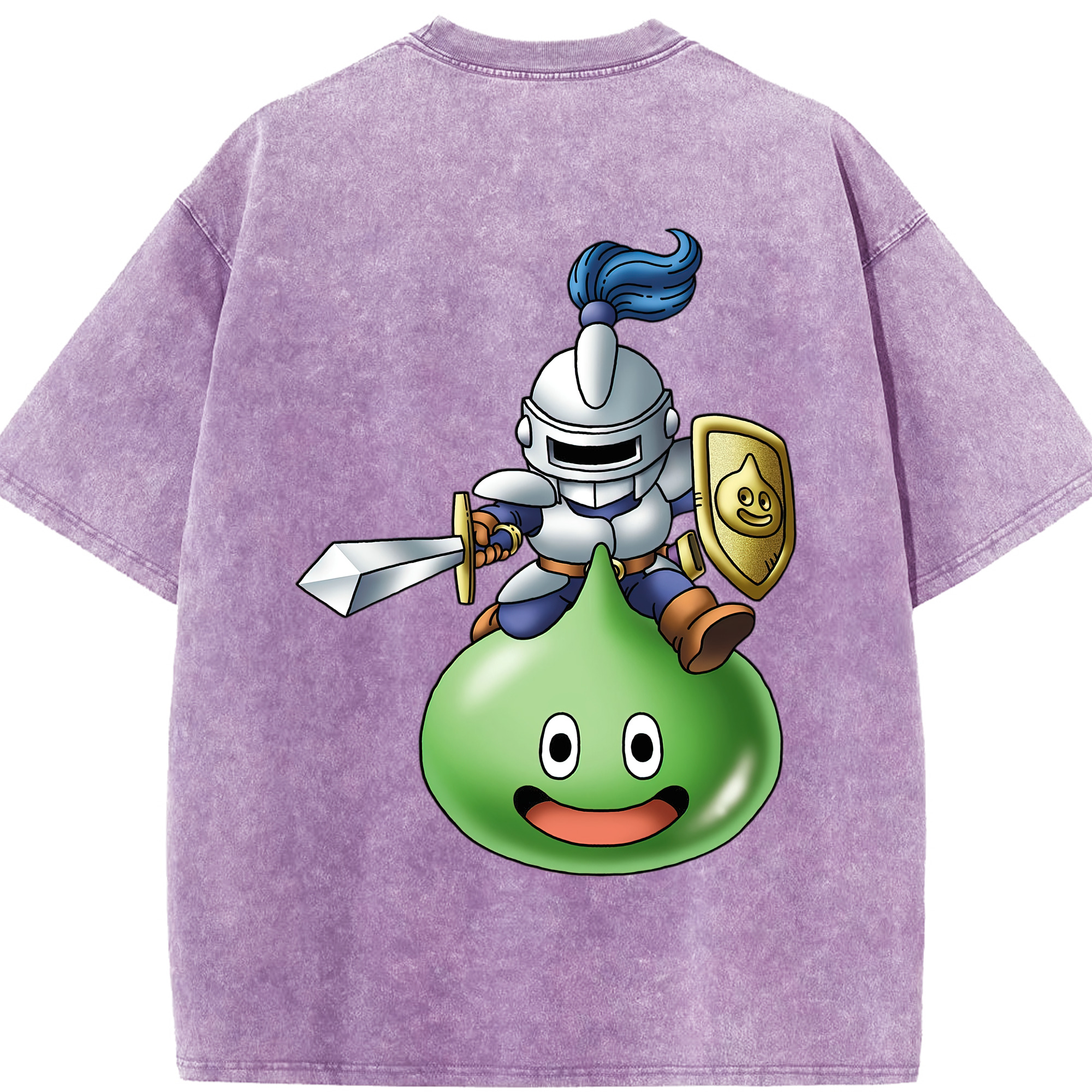 （画像用） ドラゴンクエスト Doragon Kuesuto Dragon Quest 綿100% ヴィンテージ風 半袖Tシャツ（背面プリント）