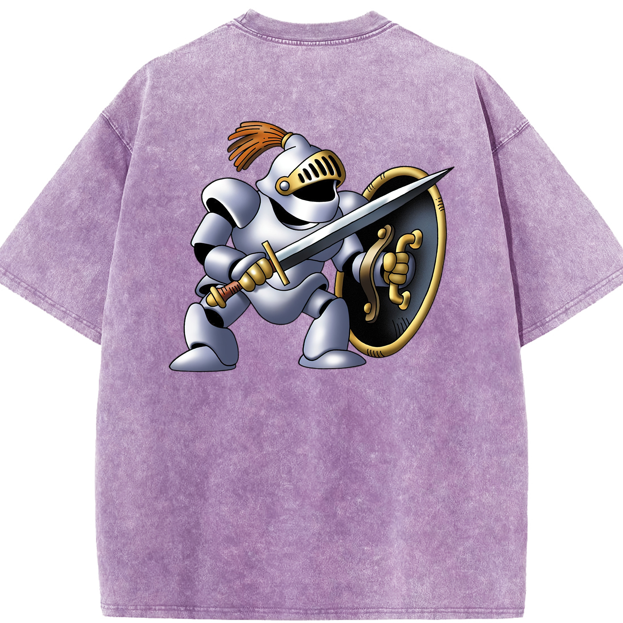 （画像用） ドラゴンクエスト Doragon Kuesuto Dragon Quest 綿100% ヴィンテージ風 半袖Tシャツ（背面プリント）