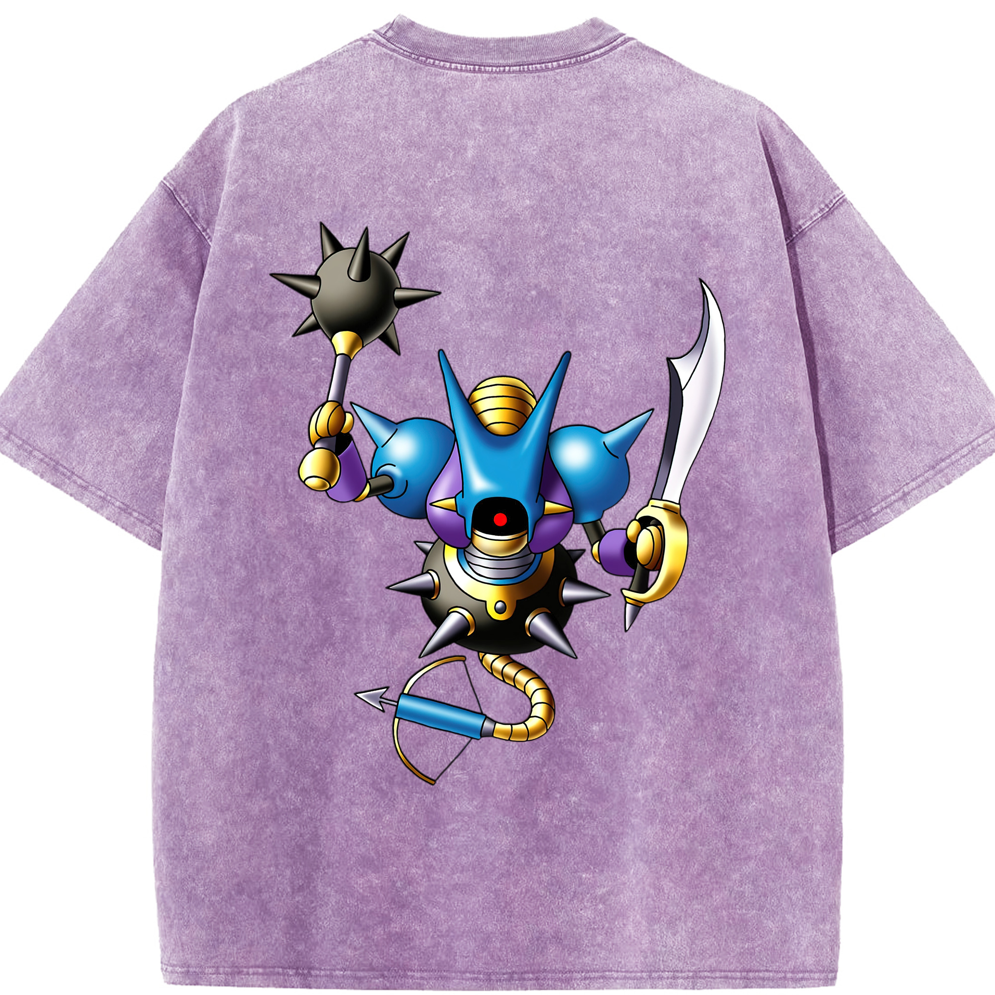 （画像用） ドラゴンクエスト Doragon Kuesuto Dragon Quest 綿100% ヴィンテージ風 半袖Tシャツ（背面プリント）