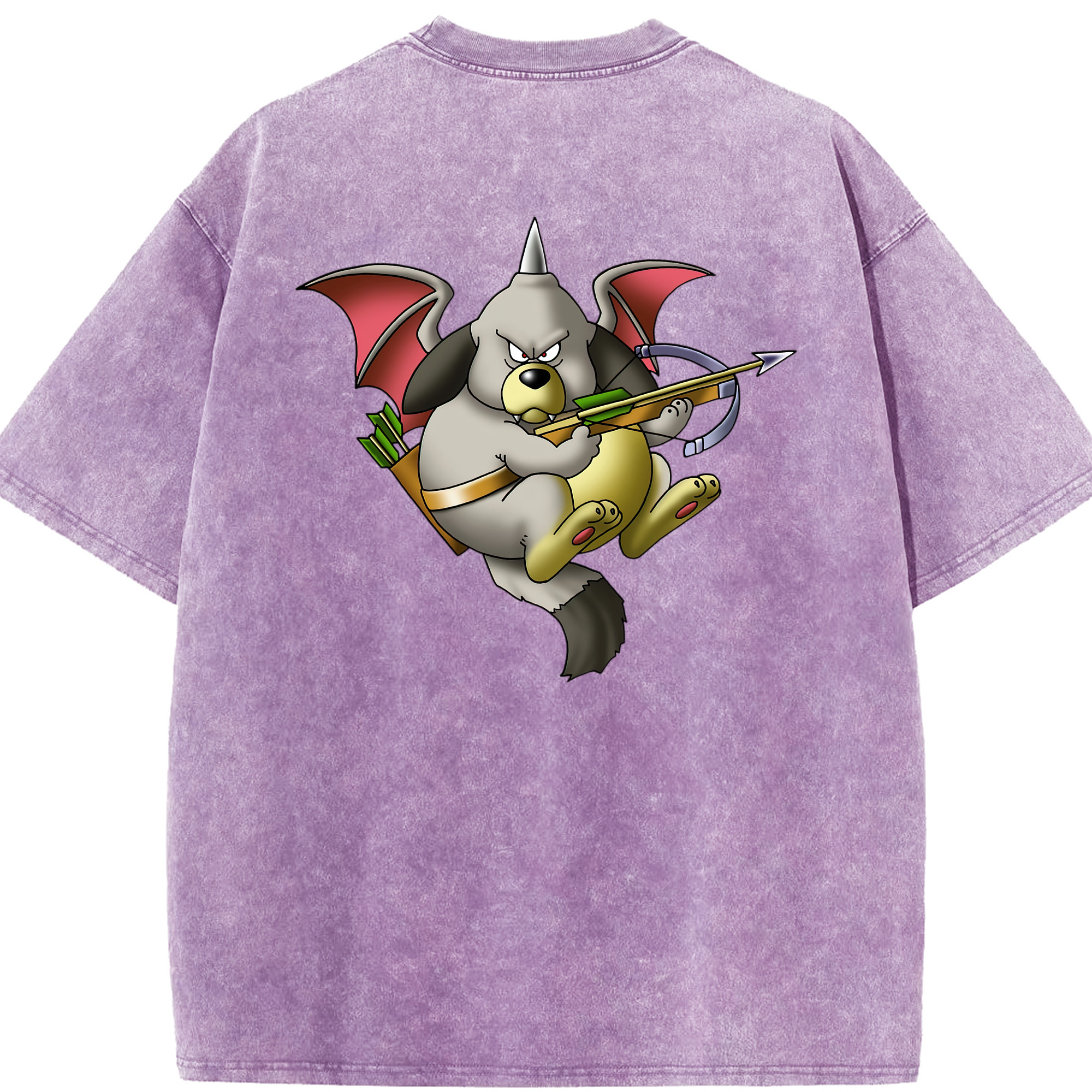 （画像用） ドラゴンクエスト Doragon Kuesuto Dragon Quest 綿100% ヴィンテージ風 半袖Tシャツ（背面プリント）