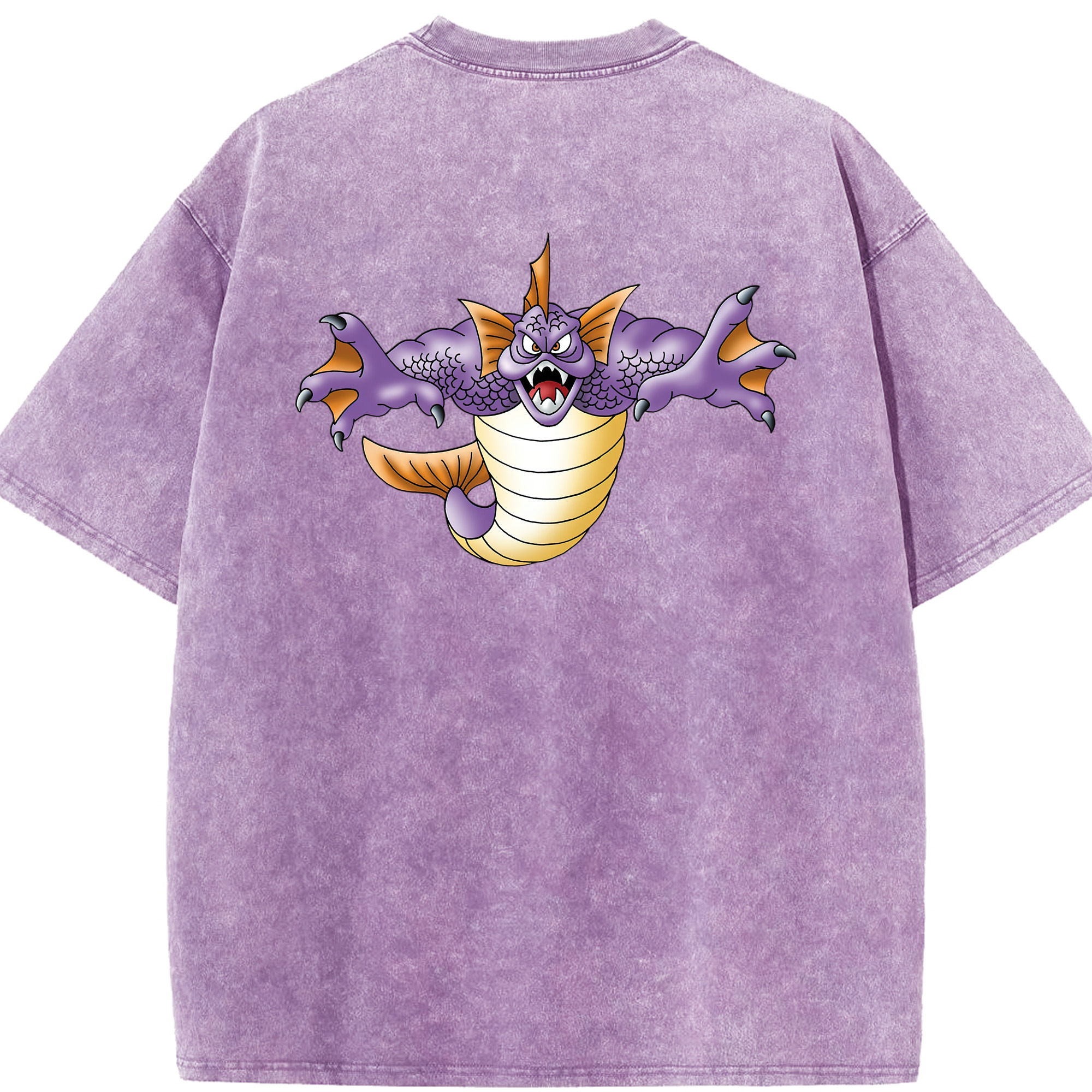 （画像用） ドラゴンクエスト Doragon Kuesuto Dragon Quest 綿100% ヴィンテージ風 半袖Tシャツ（背面プリント）
