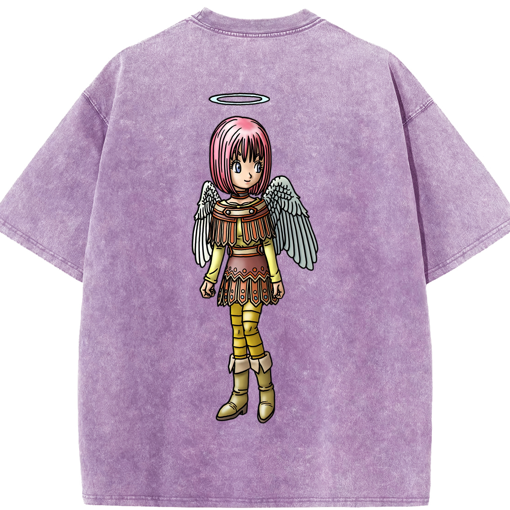 （画像用） ドラゴンクエスト Doragon Kuesuto Dragon Quest 綿100% ヴィンテージ風 半袖Tシャツ（背面プリント）