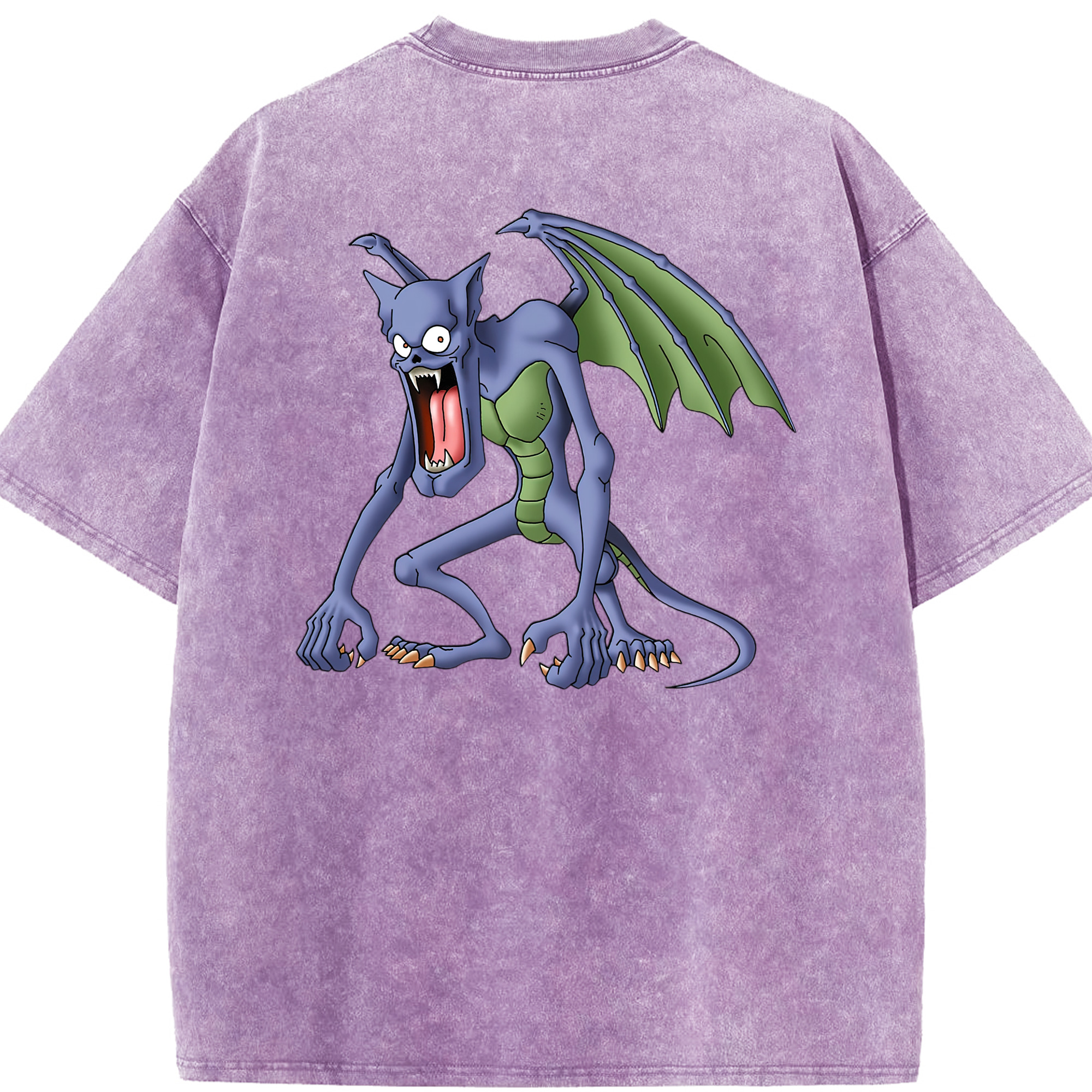 （画像用） ドラゴンクエスト Doragon Kuesuto Dragon Quest 綿100% ヴィンテージ風 半袖Tシャツ（背面プリント）