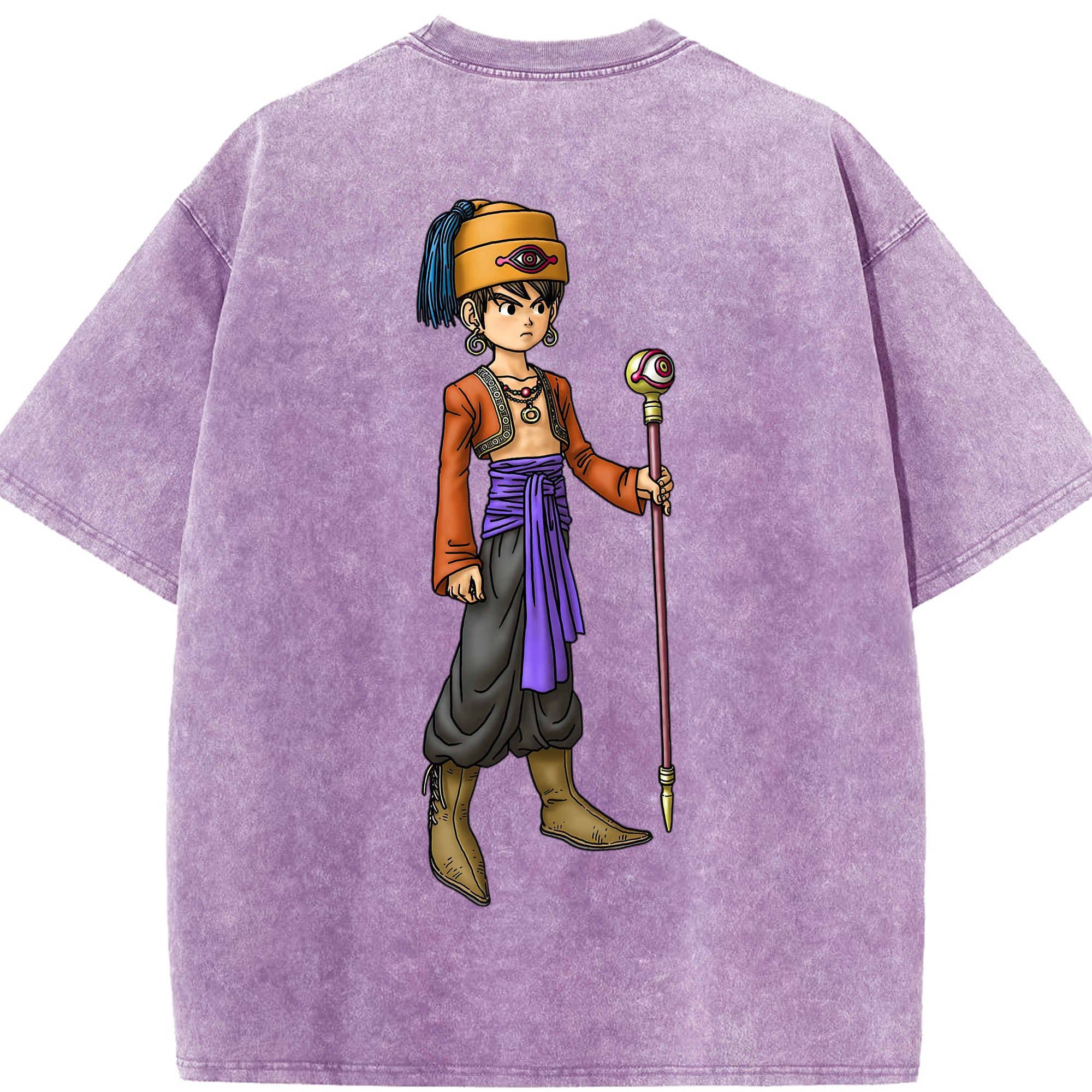 （画像用） ドラゴンクエスト Doragon Kuesuto Dragon Quest 綿100% ヴィンテージ風 半袖Tシャツ（背面プリント）