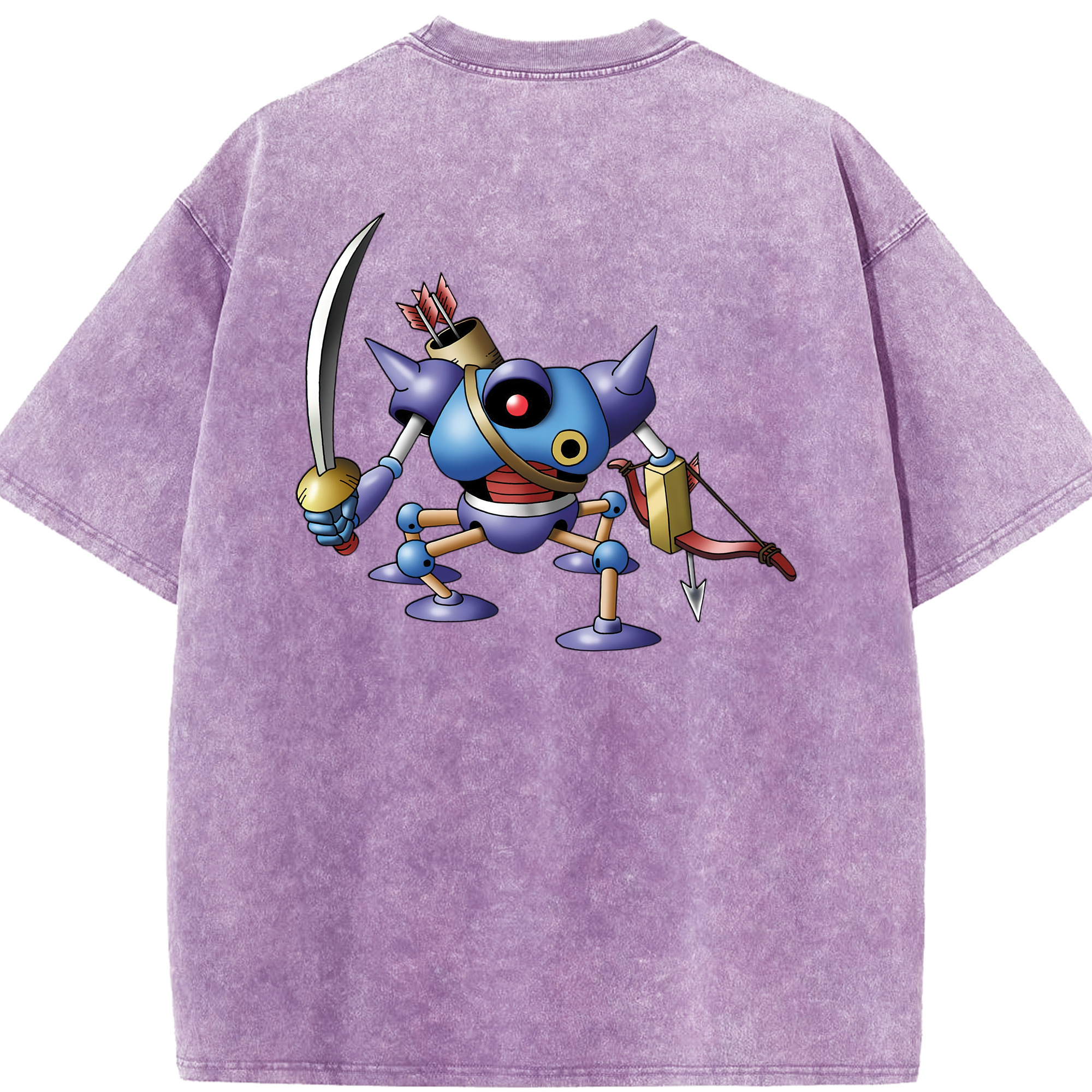 （画像用） ドラゴンクエスト Doragon Kuesuto Dragon Quest 綿100% ヴィンテージ風 半袖Tシャツ（背面プリント）