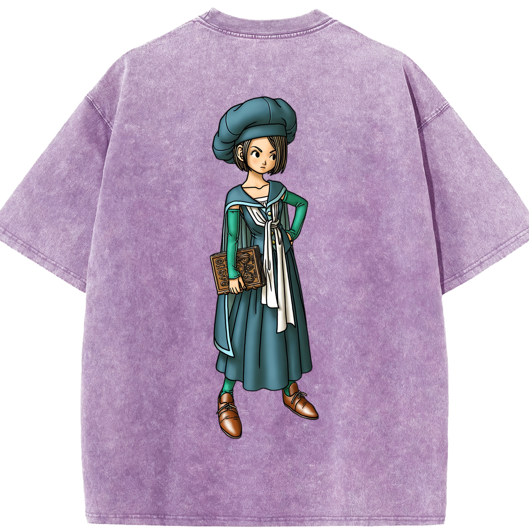 （画像用） ドラゴンクエスト Doragon Kuesuto Dragon Quest 綿100% ヴィンテージ風 半袖Tシャツ（背面プリント）