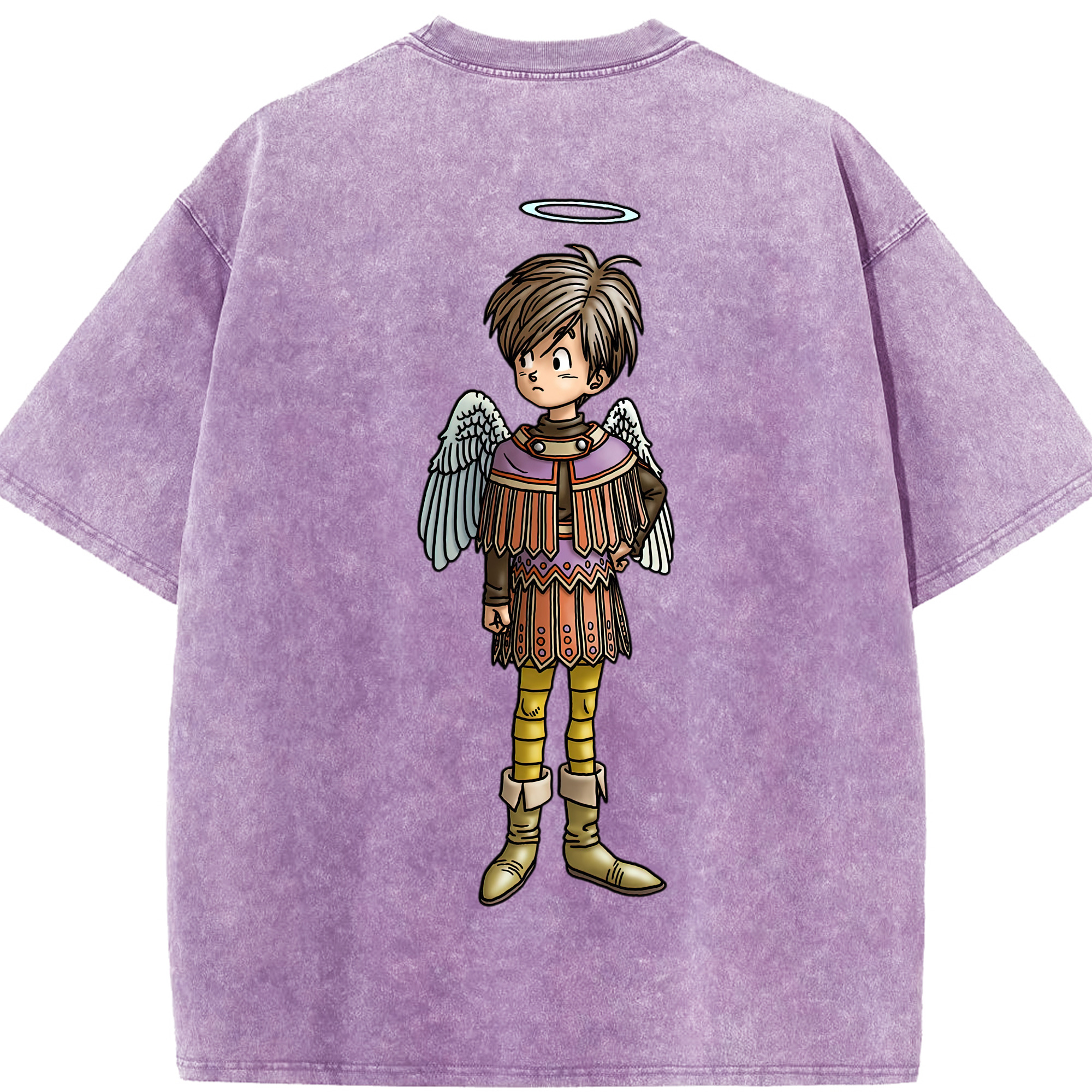（画像用） ドラゴンクエスト Doragon Kuesuto Dragon Quest 綿100% ヴィンテージ風 半袖Tシャツ（背面プリント）