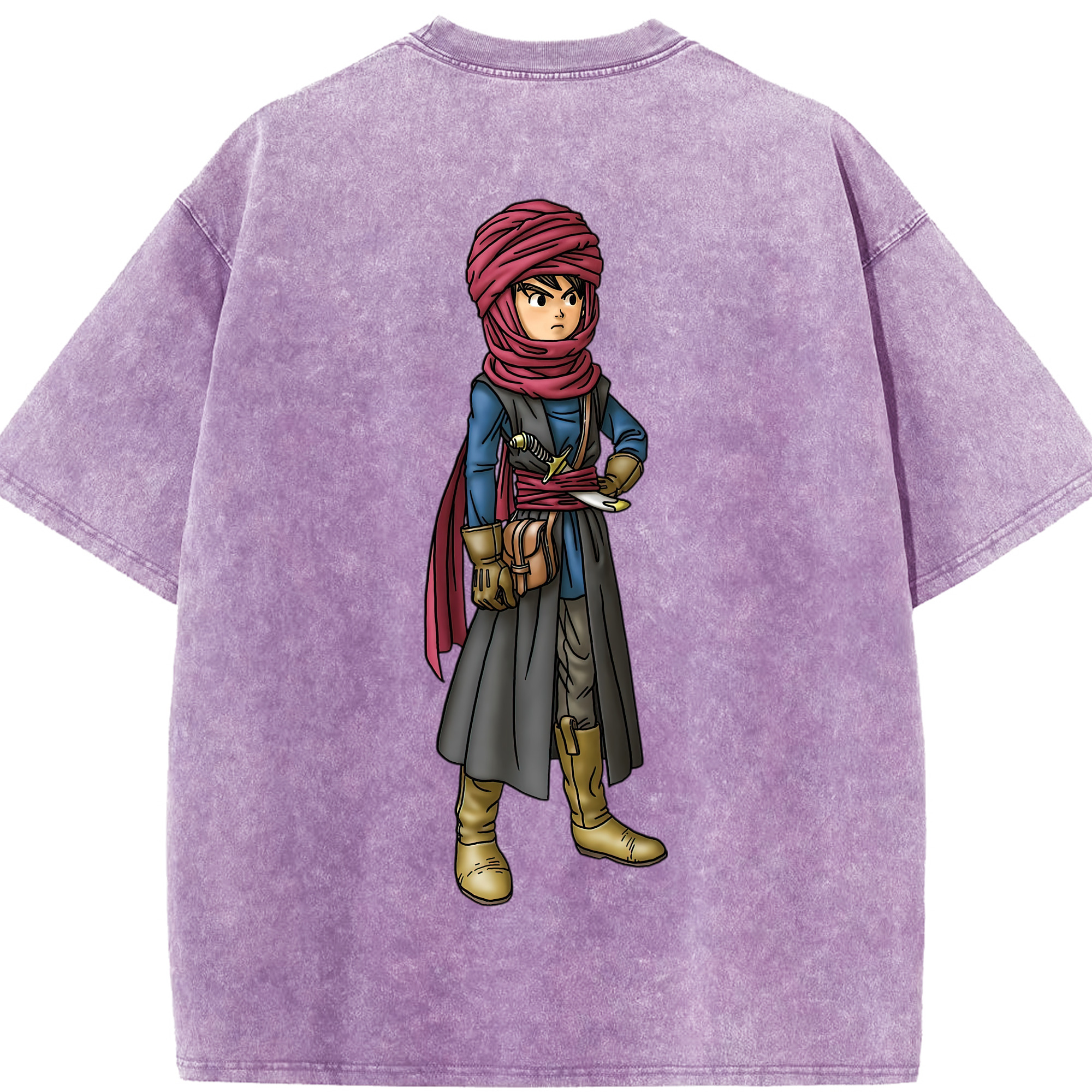 （画像用） ドラゴンクエスト Doragon Kuesuto Dragon Quest 綿100% ヴィンテージ風 半袖Tシャツ（背面プリント）