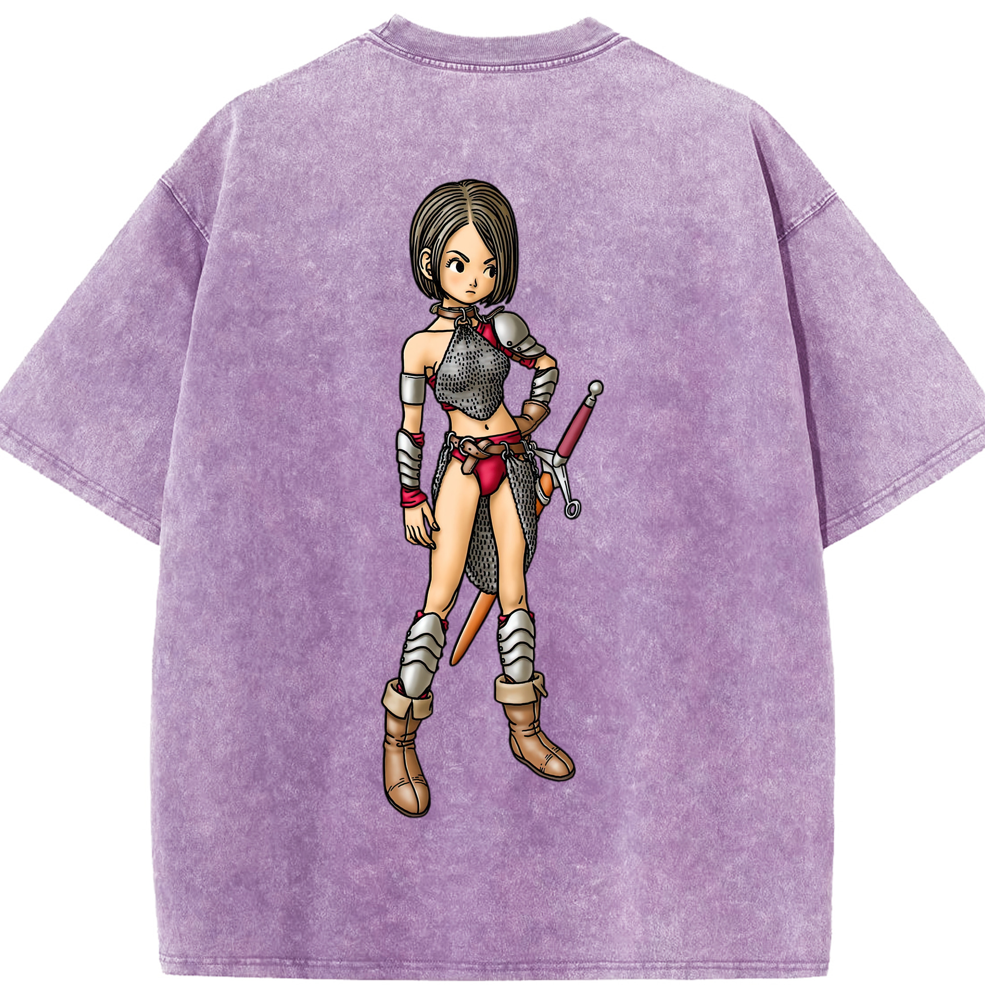 （画像用） ドラゴンクエスト Doragon Kuesuto Dragon Quest 綿100% ヴィンテージ風 半袖Tシャツ（背面プリント）