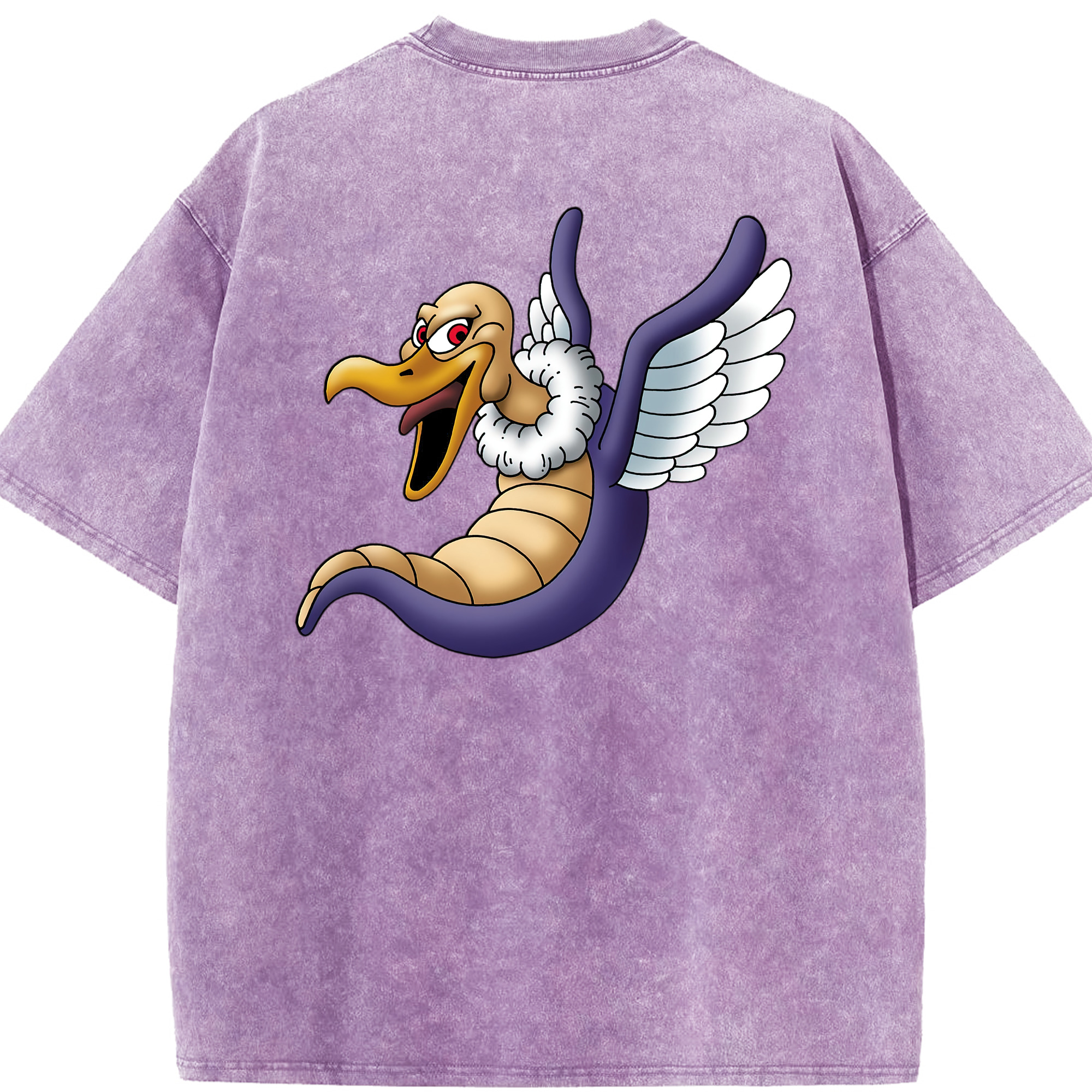 （画像用） ドラゴンクエスト Doragon Kuesuto Dragon Quest 綿100% ヴィンテージ風 半袖Tシャツ（背面プリント）