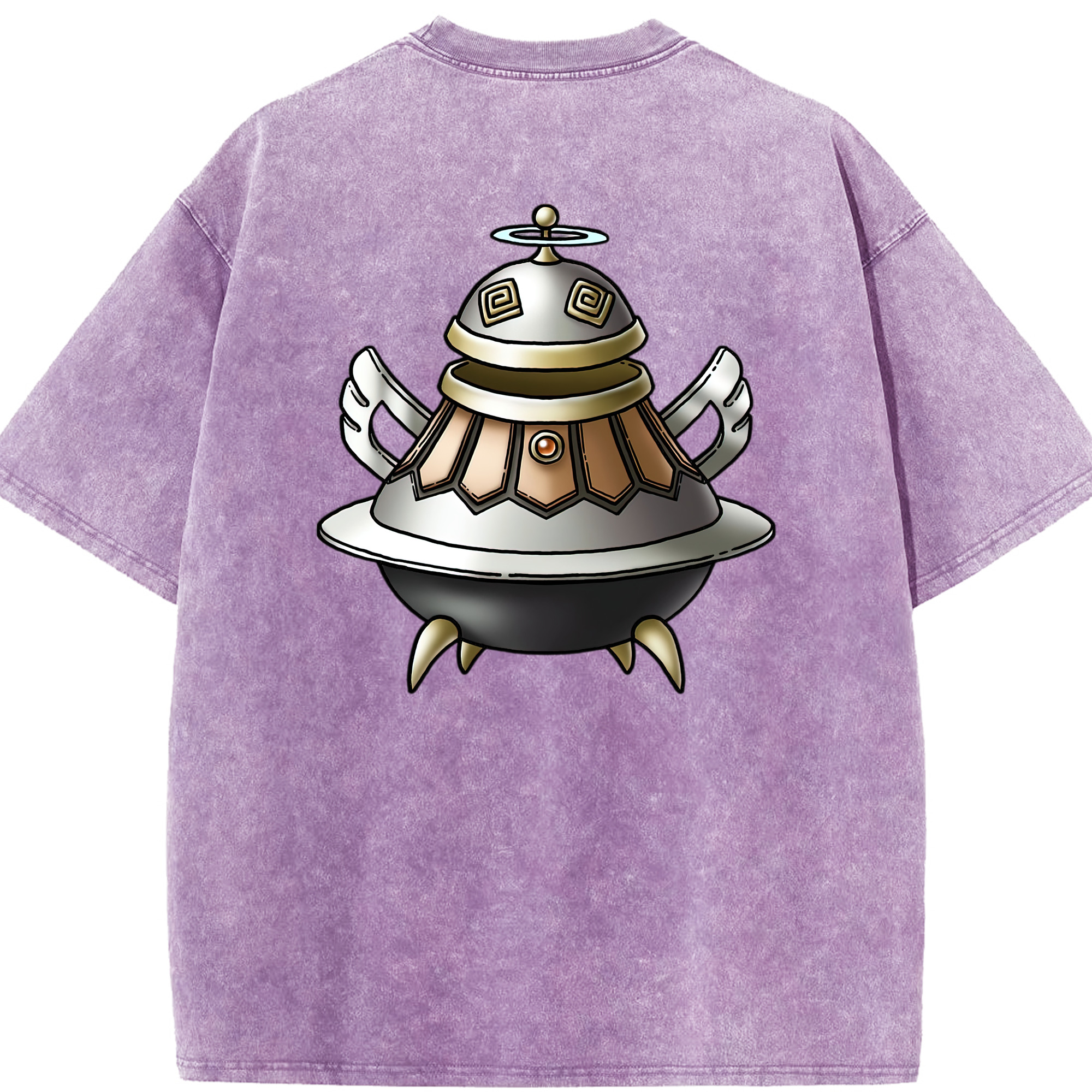 （画像用） ドラゴンクエスト Doragon Kuesuto Dragon Quest 綿100% ヴィンテージ風 半袖Tシャツ（背面プリント）