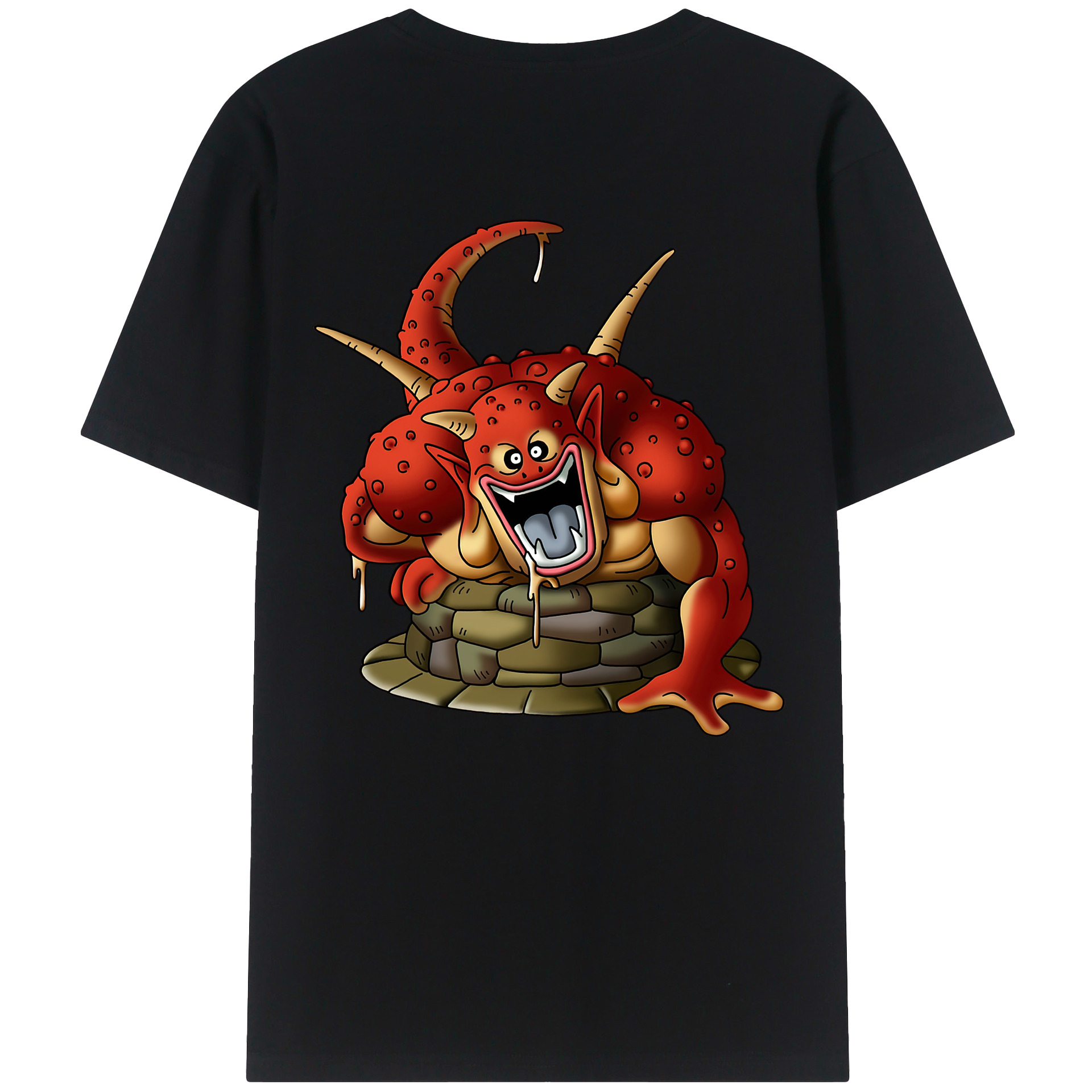 （画像用） ドラゴンクエスト Doragon Kuesuto Dragon Quest 綿100％ メンズ半袖Tシャツ（バックプリント） 通気性
