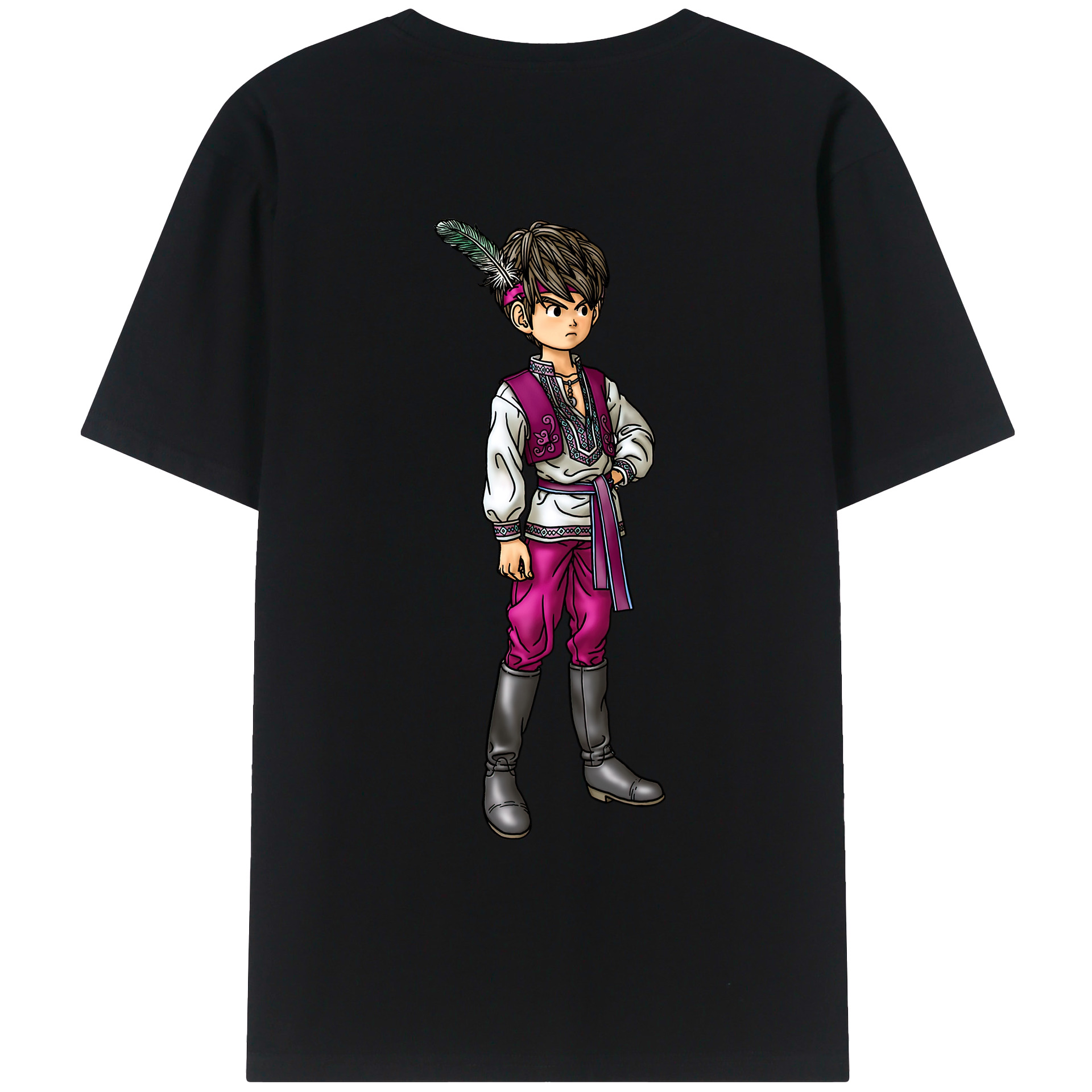 （画像用） ドラゴンクエスト Doragon Kuesuto Dragon Quest 綿100％ メンズ半袖Tシャツ（バックプリント） 通気性