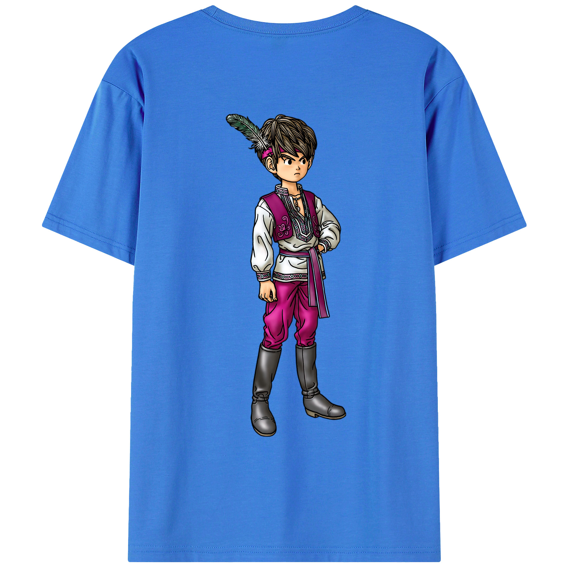（画像用） ドラゴンクエスト Doragon Kuesuto Dragon Quest 綿100％ メンズ半袖Tシャツ（バックプリント） 通気性