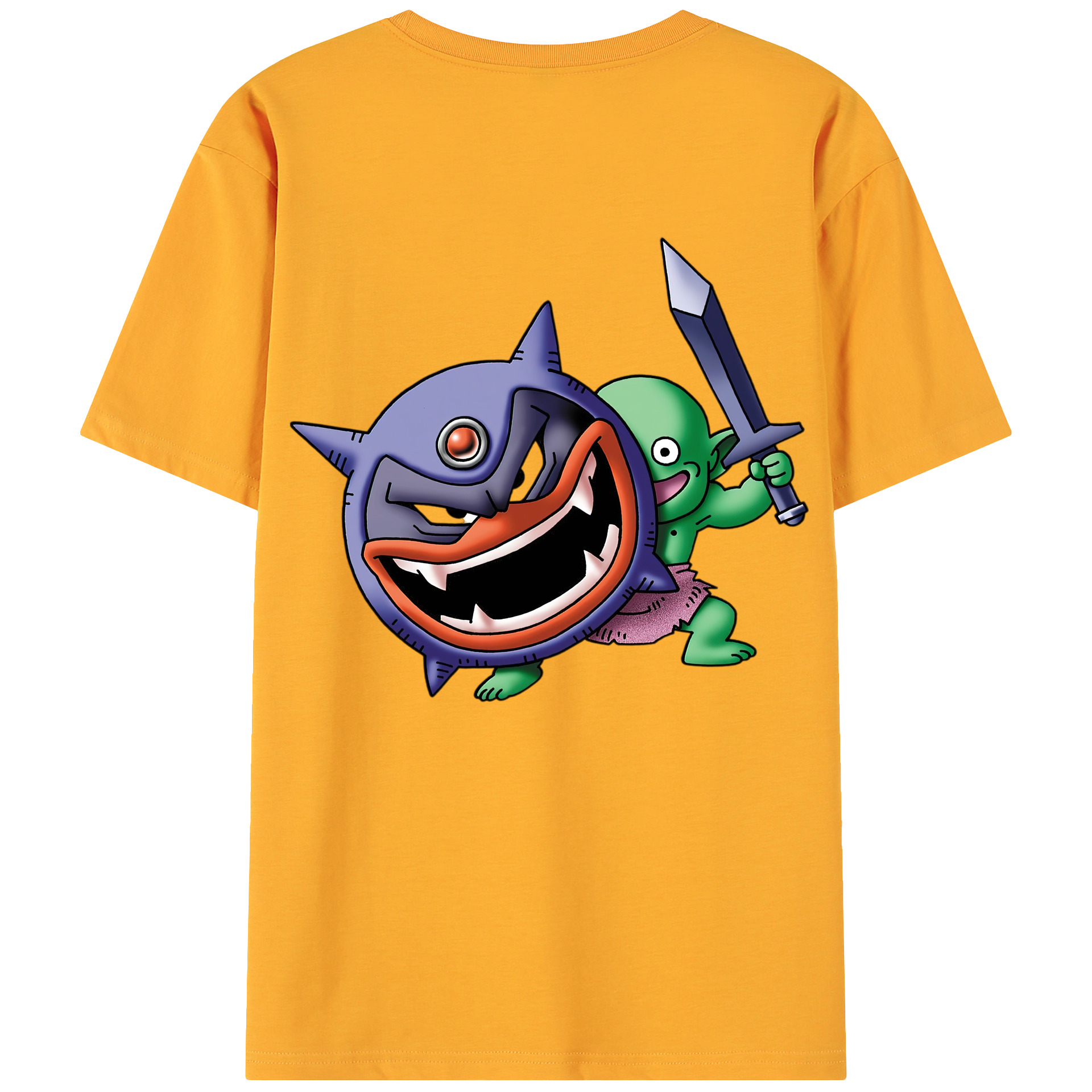 （画像用） ドラゴンクエスト Doragon Kuesuto Dragon Quest 綿100％ メンズ半袖Tシャツ（バックプリント） 通気性