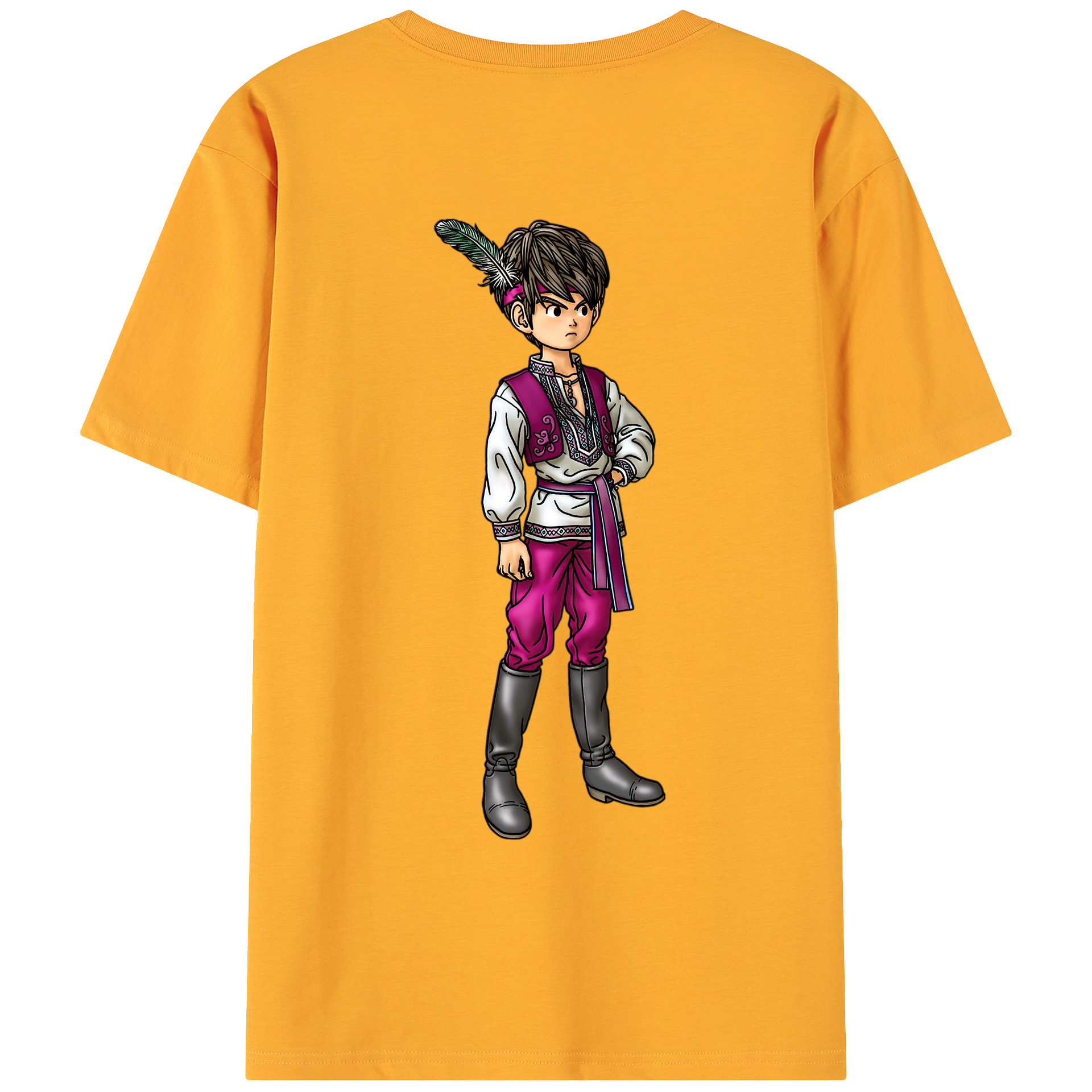 （画像用） ドラゴンクエスト Doragon Kuesuto Dragon Quest 綿100％ メンズ半袖Tシャツ（バックプリント） 通気性