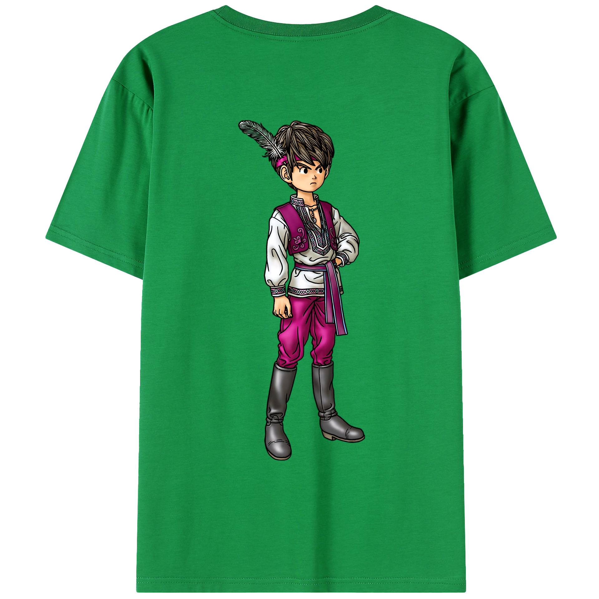 （画像用） ドラゴンクエスト Doragon Kuesuto Dragon Quest 綿100％ メンズ半袖Tシャツ（バックプリント） 通気性