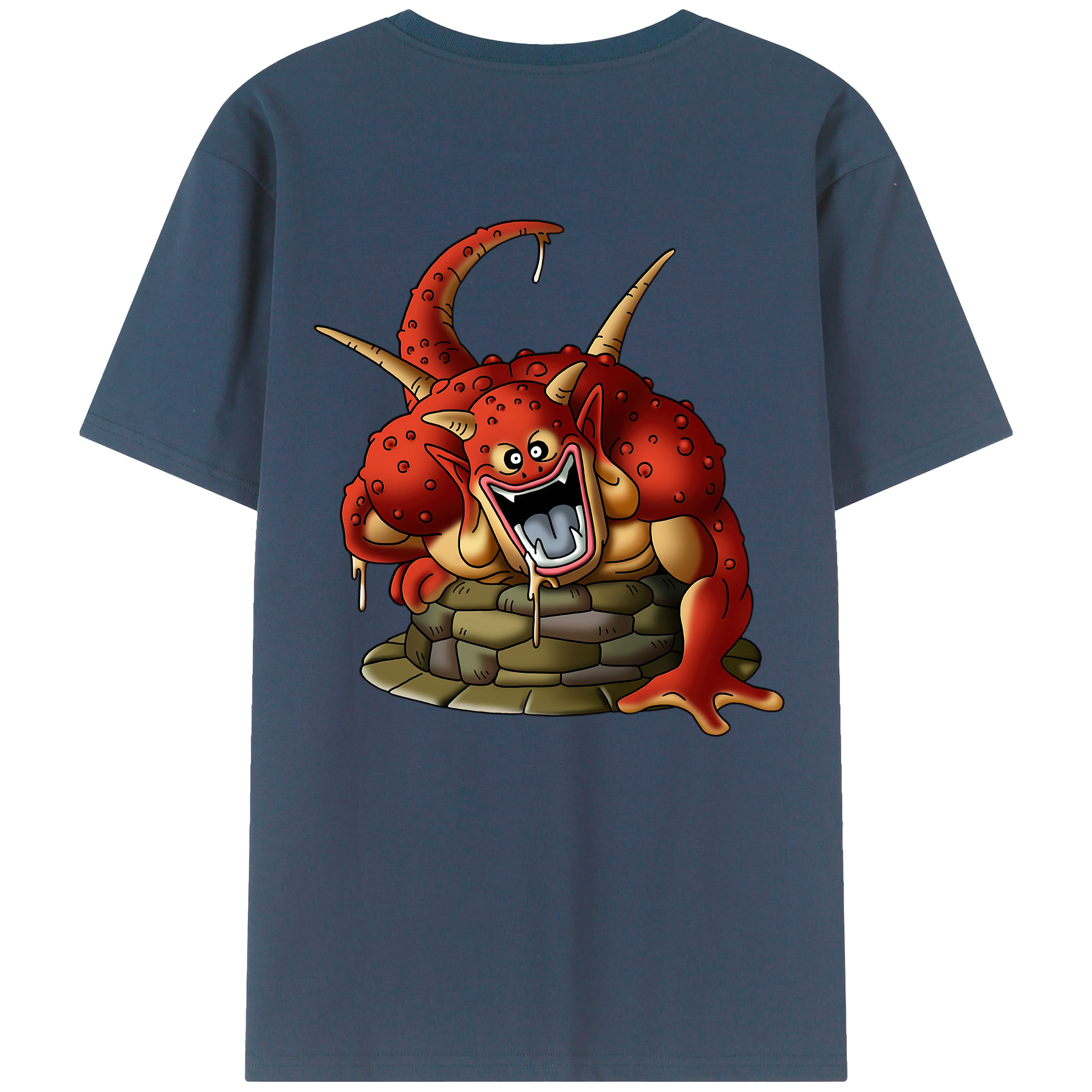 （画像用） ドラゴンクエスト Doragon Kuesuto Dragon Quest 綿100％ メンズ半袖Tシャツ（バックプリント） 通気性