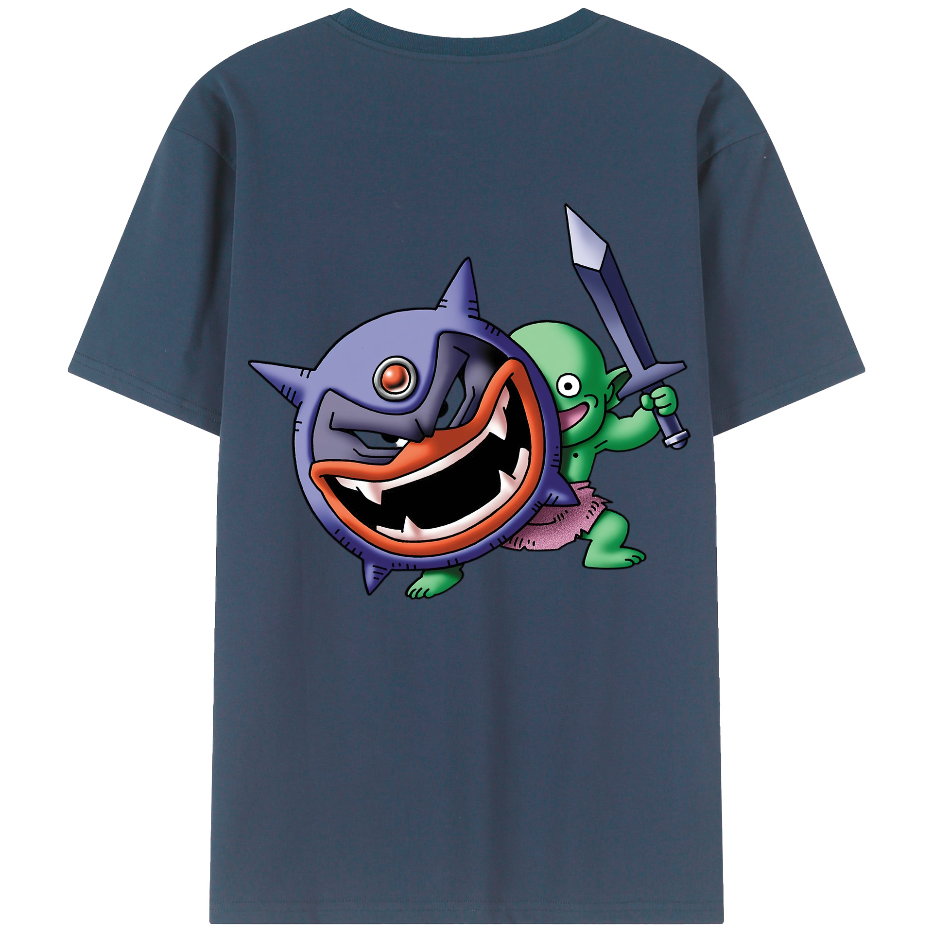 （画像用） ドラゴンクエスト Doragon Kuesuto Dragon Quest 綿100％ メンズ半袖Tシャツ（バックプリント） 通気性