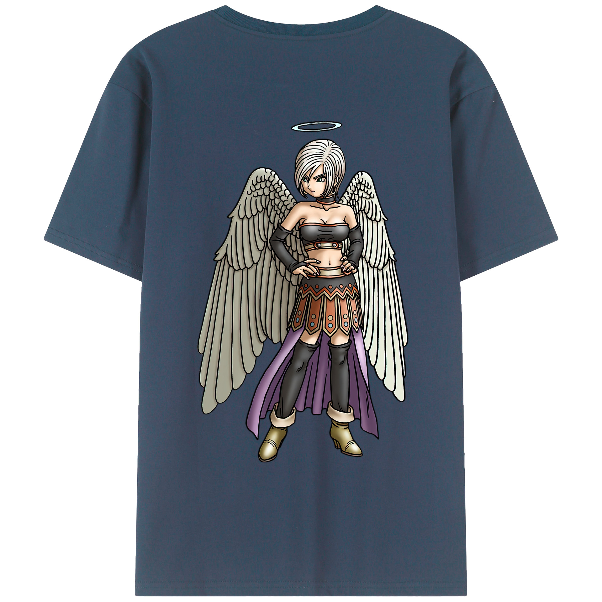 （画像用） ドラゴンクエスト Doragon Kuesuto Dragon Quest 綿100％ メンズ半袖Tシャツ（バックプリント） 通気性