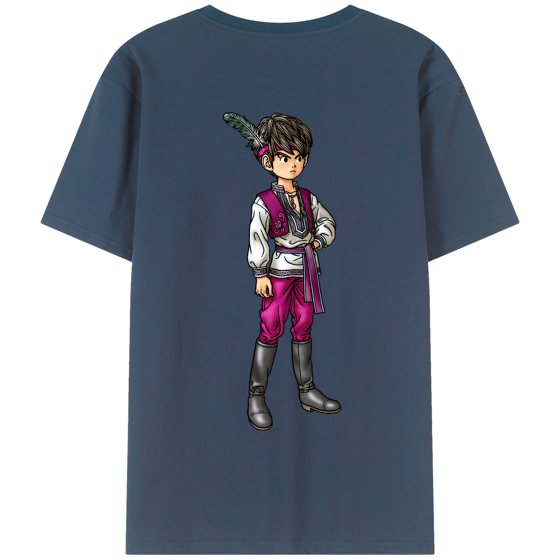 （画像用） ドラゴンクエスト Doragon Kuesuto Dragon Quest 綿100％ メンズ半袖Tシャツ（バックプリント） 通気性