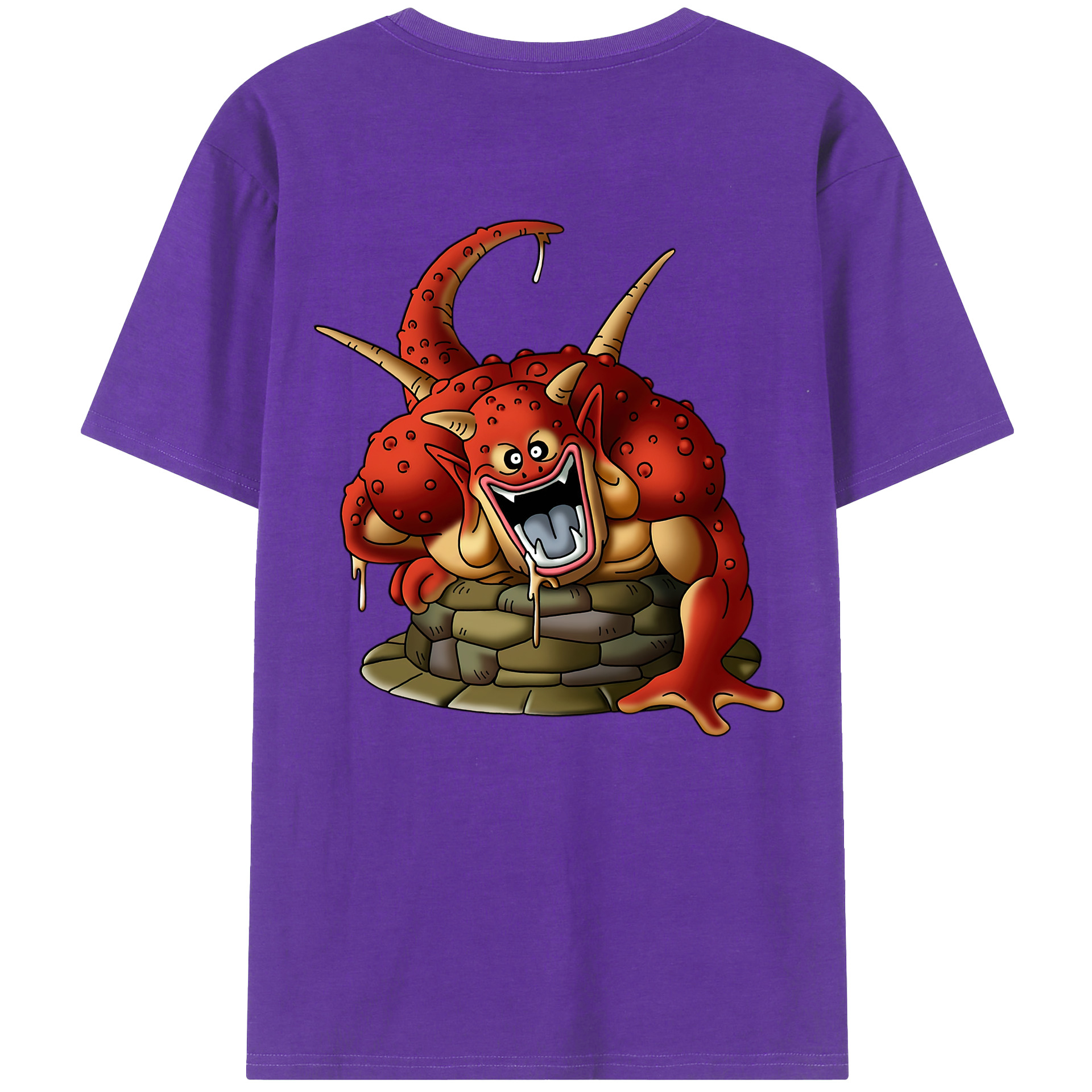 （画像用） ドラゴンクエスト Doragon Kuesuto Dragon Quest 綿100％ メンズ半袖Tシャツ（バックプリント） 通気性
