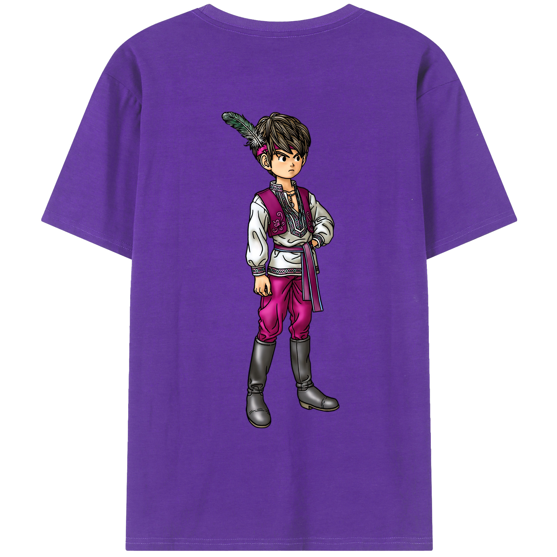 （画像用） ドラゴンクエスト Doragon Kuesuto Dragon Quest 綿100％ メンズ半袖Tシャツ（バックプリント） 通気性