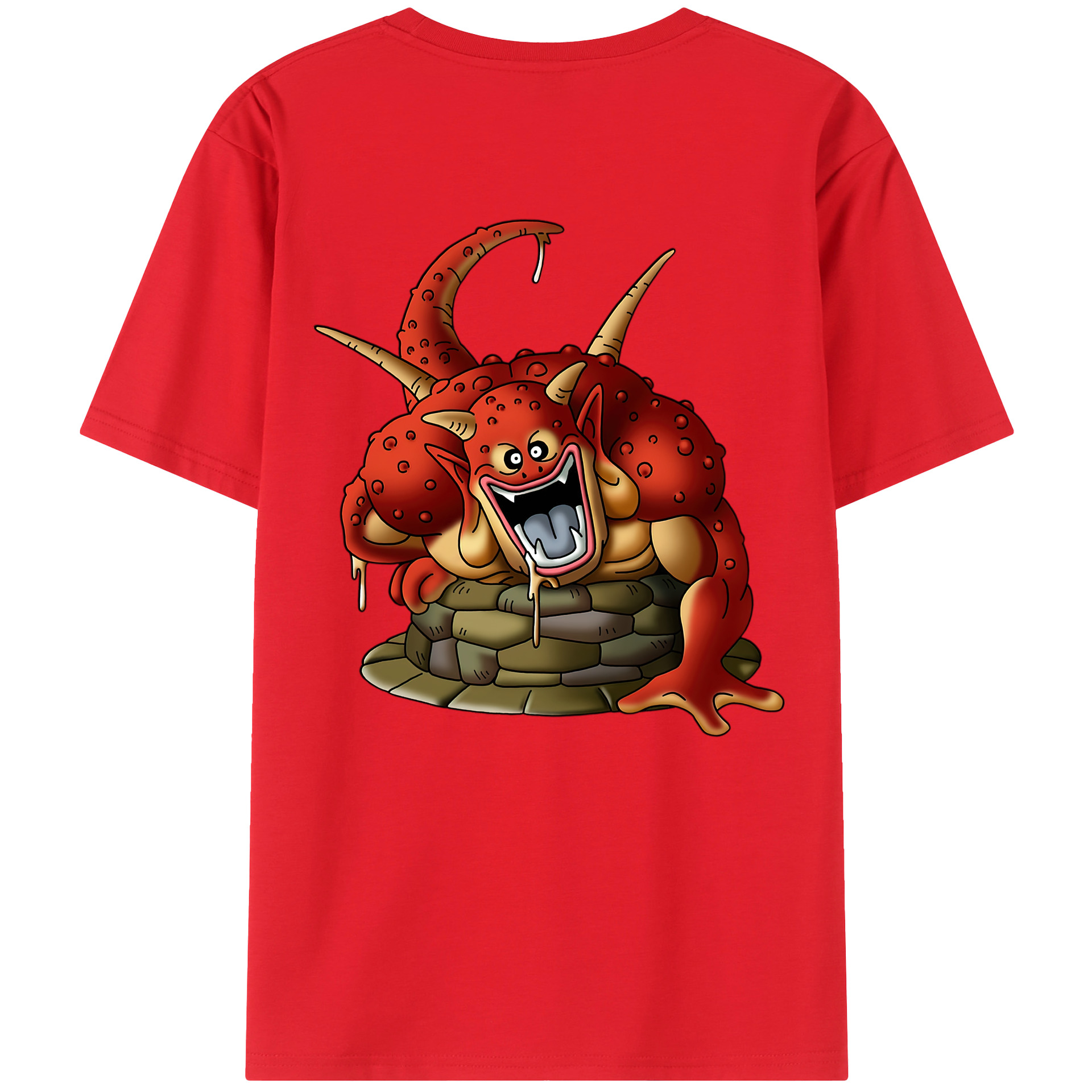 （画像用） ドラゴンクエスト Doragon Kuesuto Dragon Quest 綿100％ メンズ半袖Tシャツ（バックプリント） 通気性