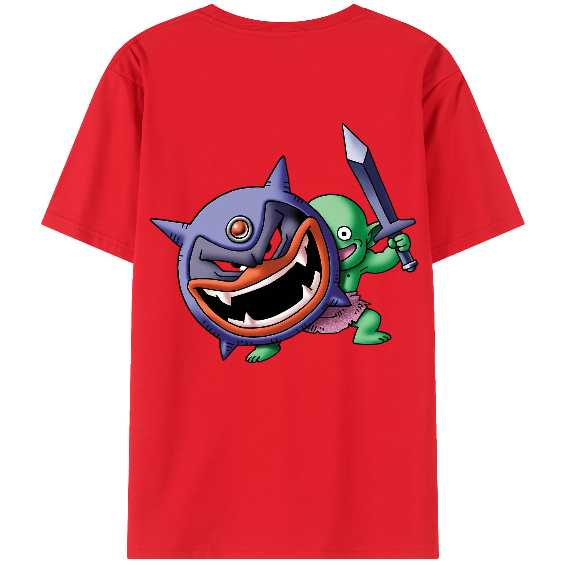（画像用） ドラゴンクエスト Doragon Kuesuto Dragon Quest 綿100％ メンズ半袖Tシャツ（バックプリント） 通気性