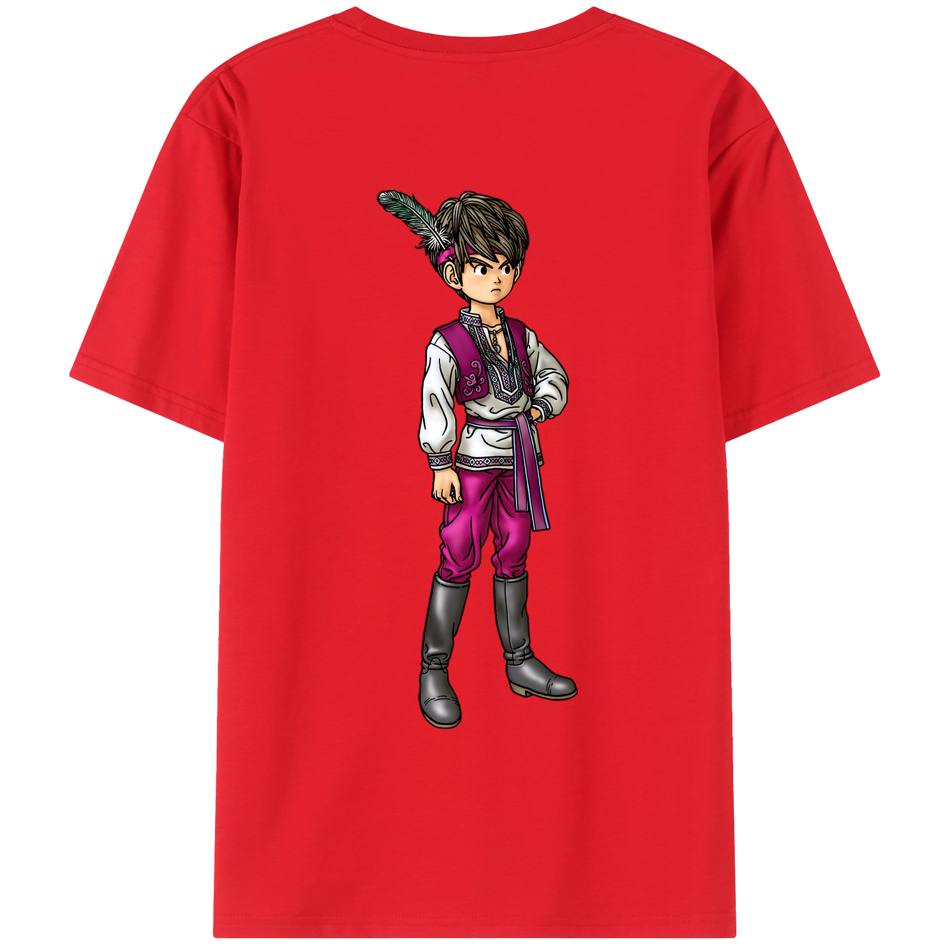 （画像用） ドラゴンクエスト Doragon Kuesuto Dragon Quest 綿100％ メンズ半袖Tシャツ（バックプリント） 通気性