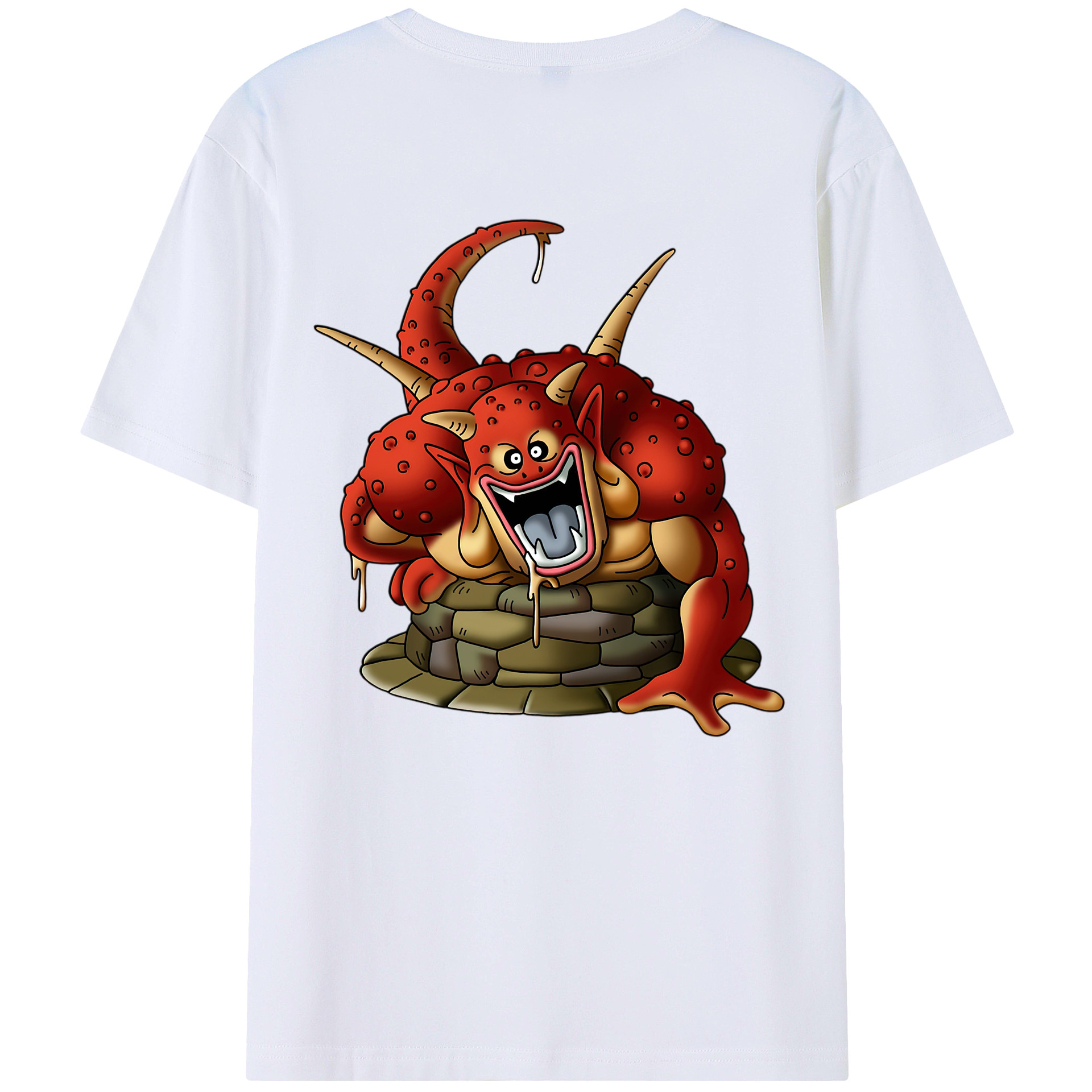 （画像用） ドラゴンクエスト Doragon Kuesuto Dragon Quest 綿100％ メンズ半袖Tシャツ（バックプリント） 通気性
