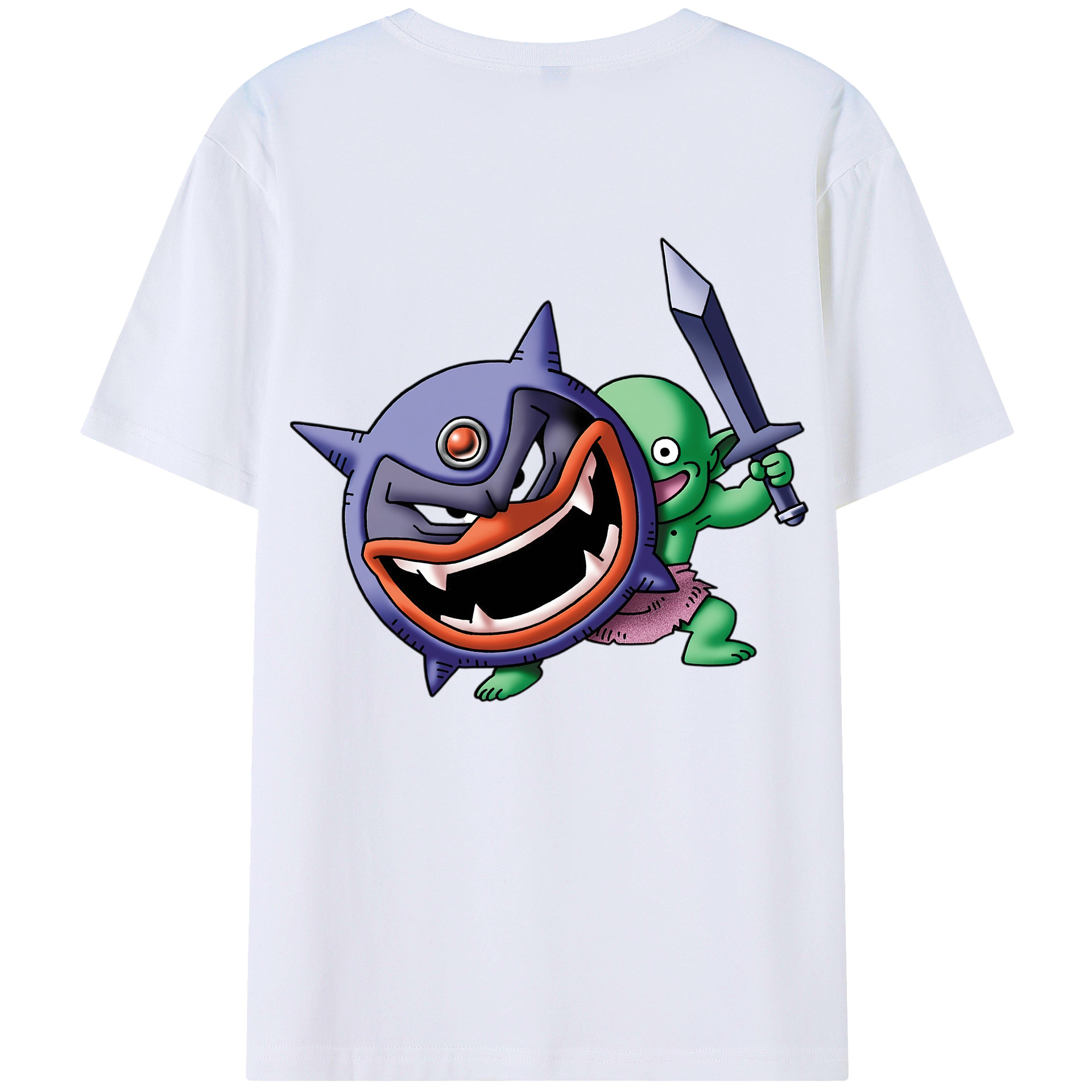 （画像用） ドラゴンクエスト Doragon Kuesuto Dragon Quest 綿100％ メンズ半袖Tシャツ（バックプリント） 通気性