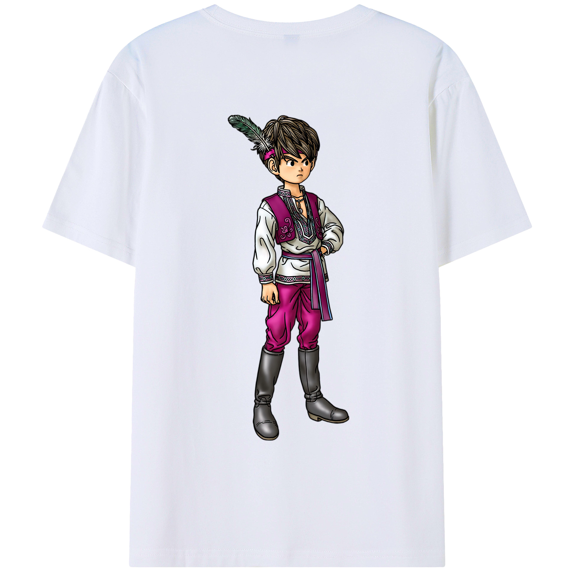 （画像用） ドラゴンクエスト Doragon Kuesuto Dragon Quest 綿100％ メンズ半袖Tシャツ（バックプリント） 通気性