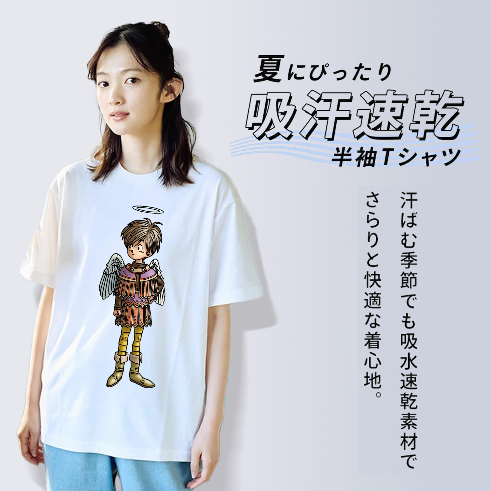 ドラゴンクエスト Doragon Kuesuto Dragon Quest レディースカジュアルプリントTシャツ（綿100％）