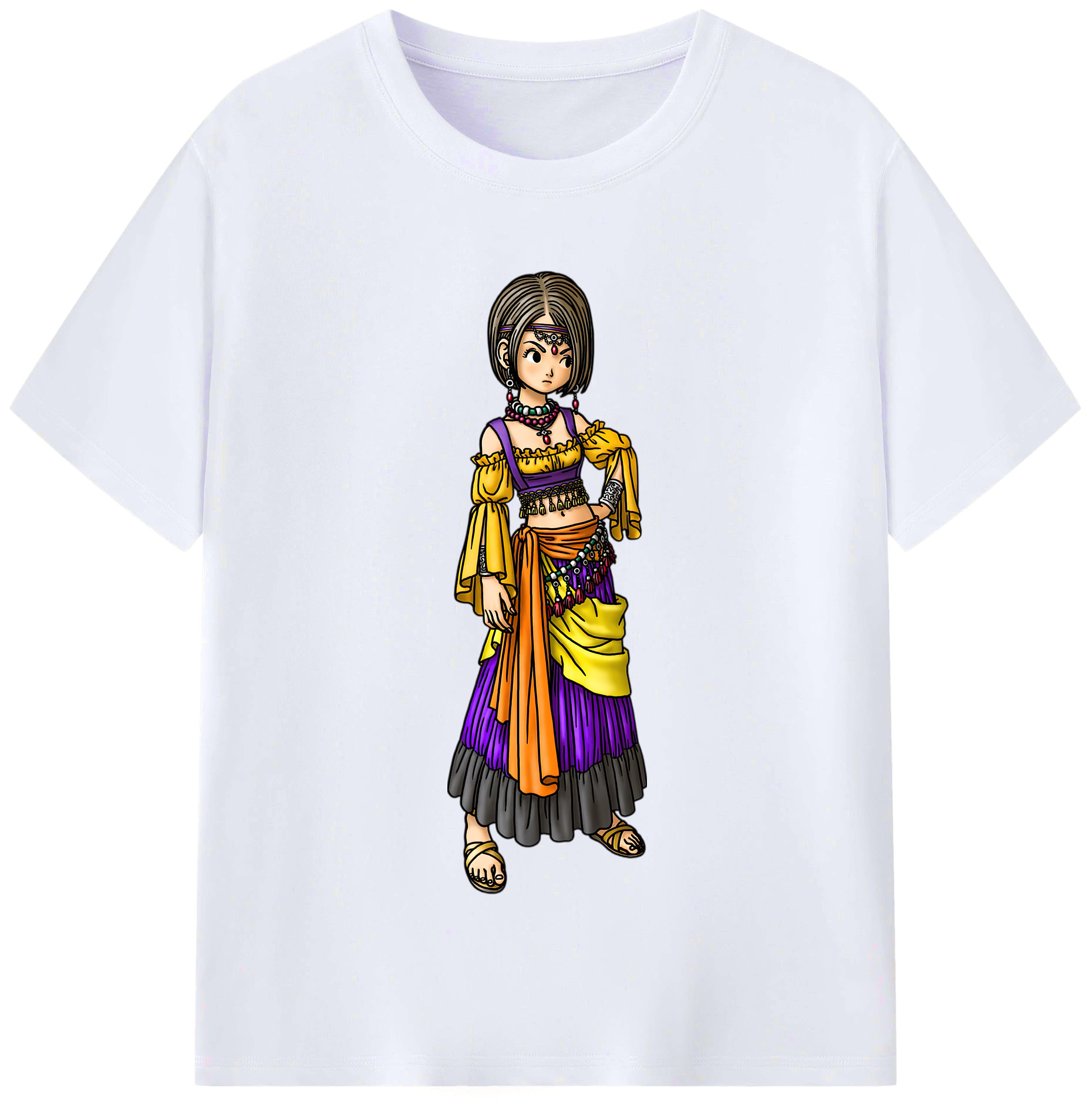 （画像用） ドラゴンクエスト Doragon Kuesuto Dragon Quest レディースカジュアルプリントTシャツ（綿100％）