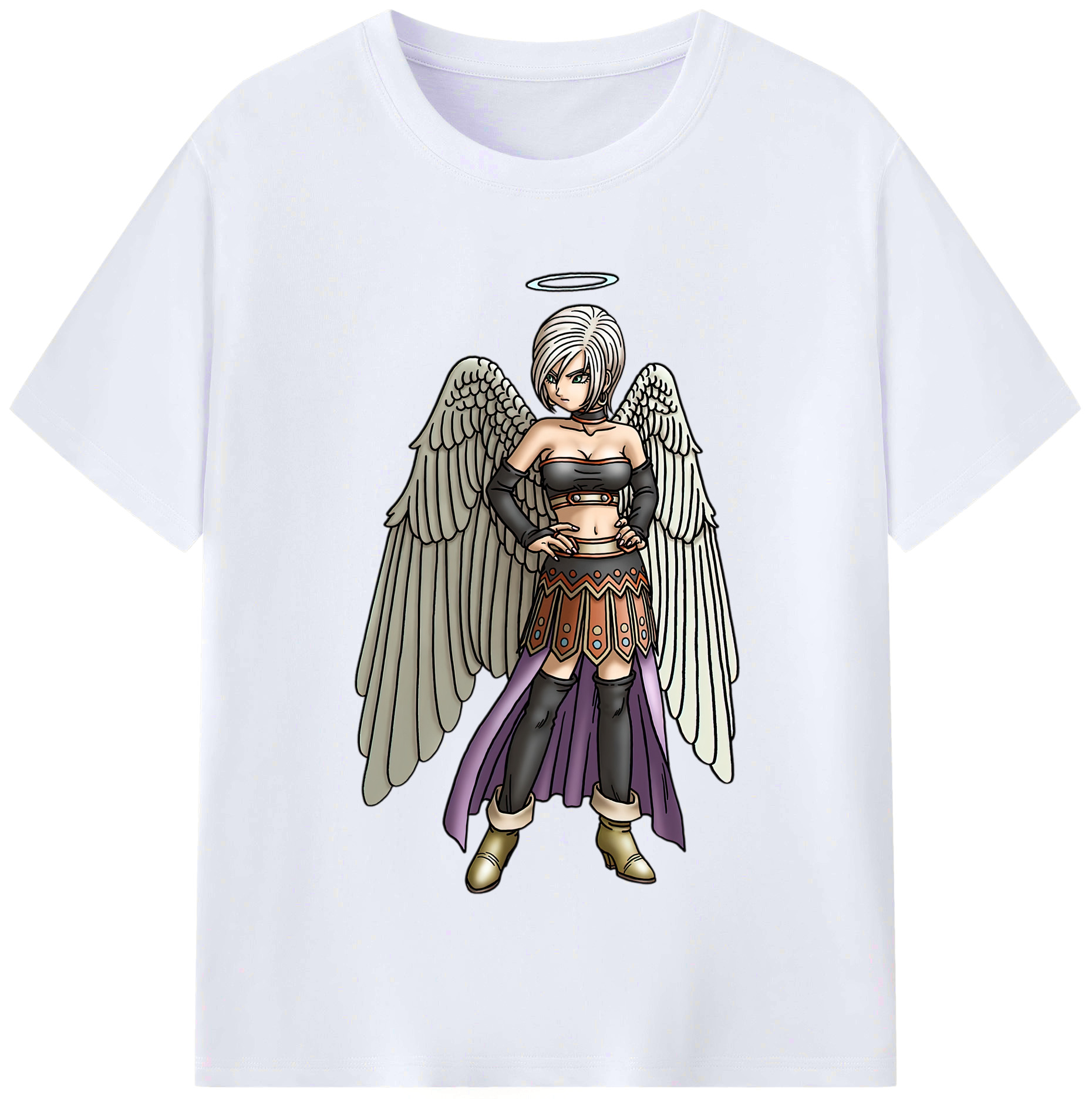 （画像用） ドラゴンクエスト Doragon Kuesuto Dragon Quest レディースカジュアルプリントTシャツ（綿100％）