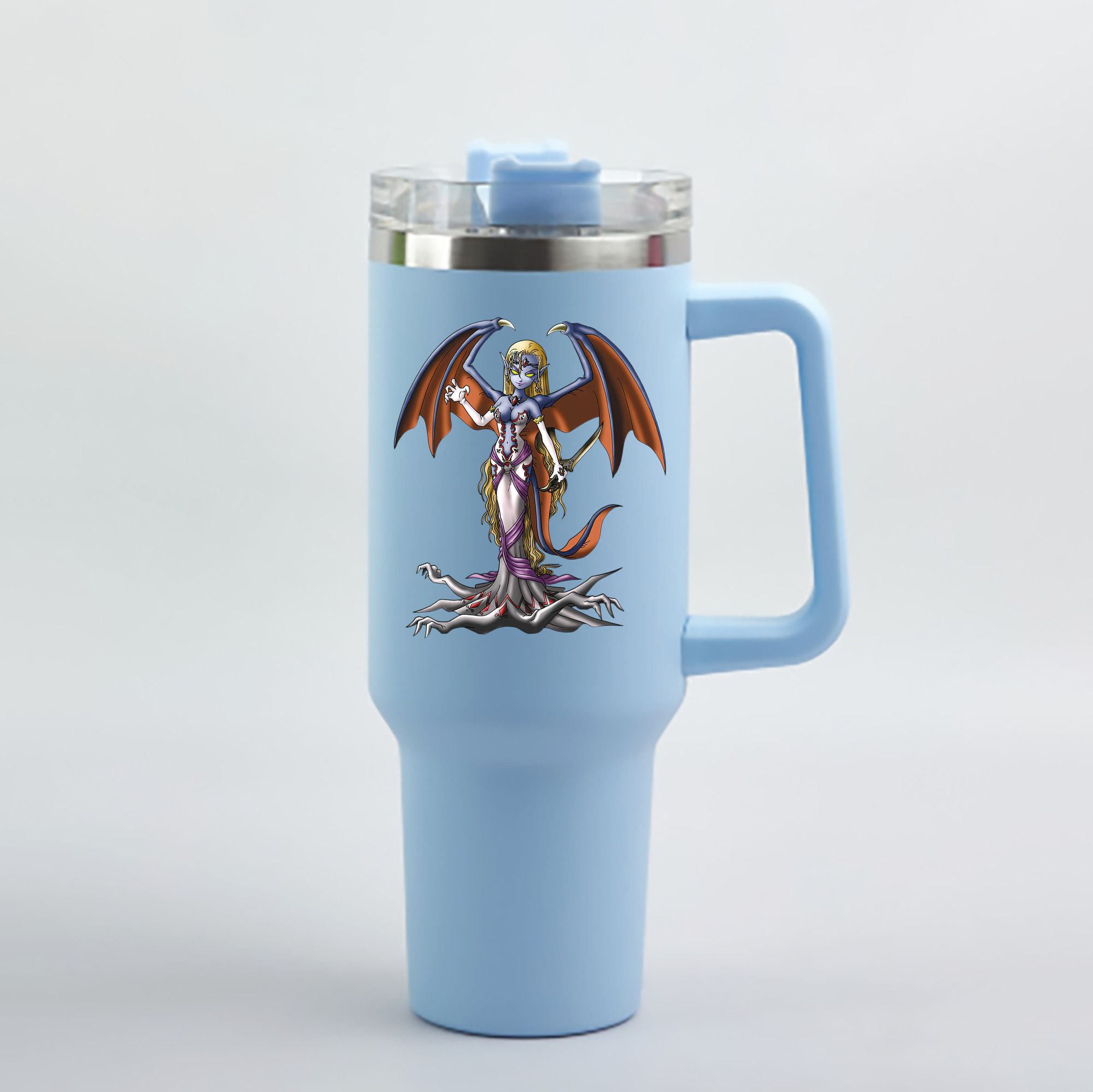 （画像用） ドラゴンクエスト Doragon Kuesuto Dragon Quest 1200mL車用タンブラー - クリスタルステッカー（プラスチックストロー付き）
