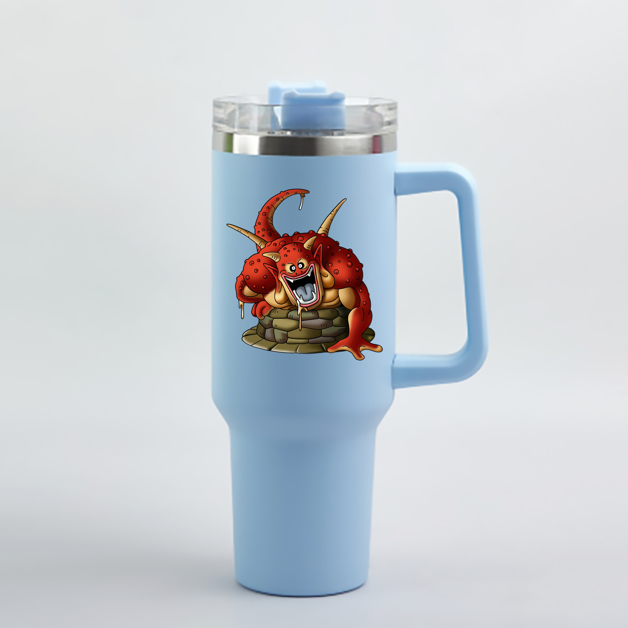 （画像用） ドラゴンクエスト Doragon Kuesuto Dragon Quest 1200mL車用タンブラー - クリスタルステッカー（プラスチックストロー付き）