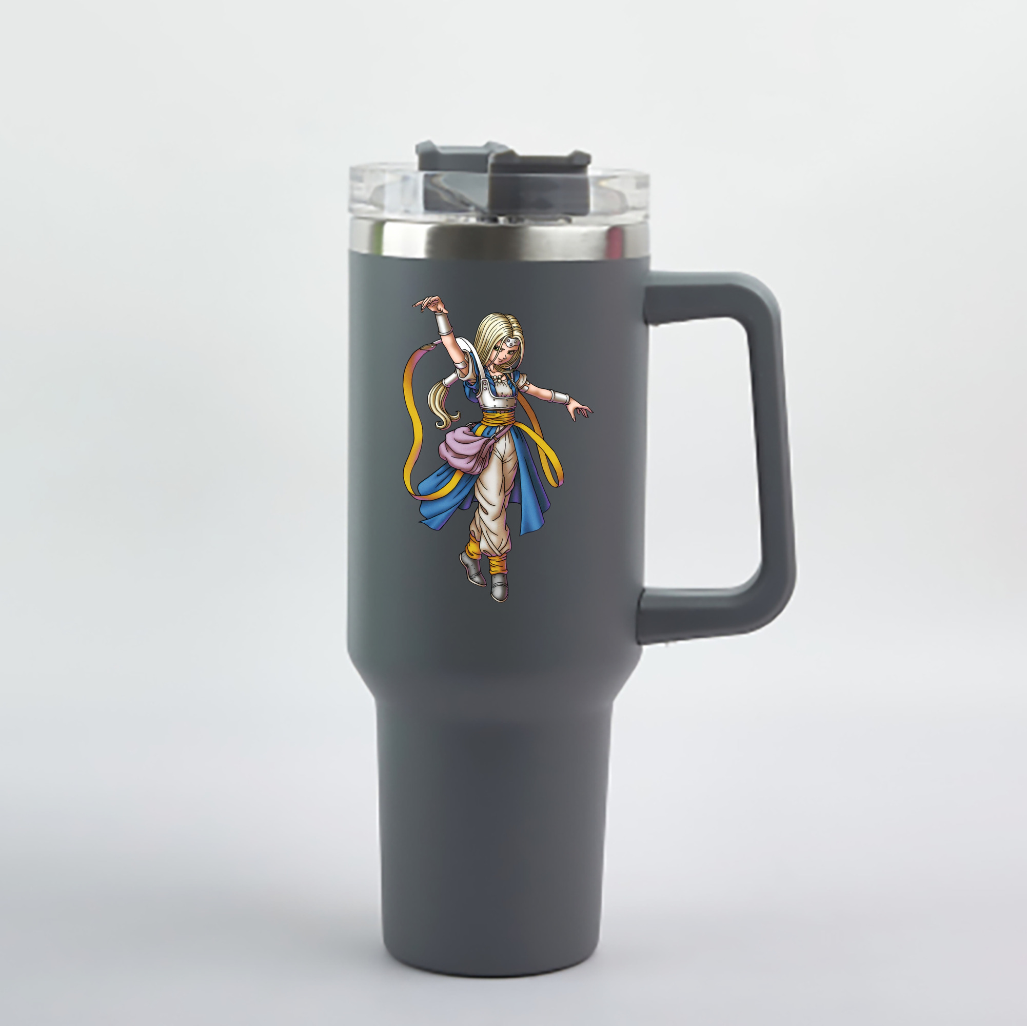 （画像用） ドラゴンクエスト Doragon Kuesuto Dragon Quest 1200mL車用タンブラー - クリスタルステッカー（プラスチックストロー付き）