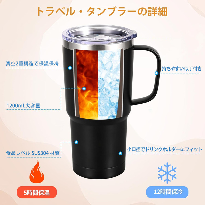 ドラゴンクエスト Doragon Kuesuto Dragon Quest 1200mL車用タンブラー（カラープリント）