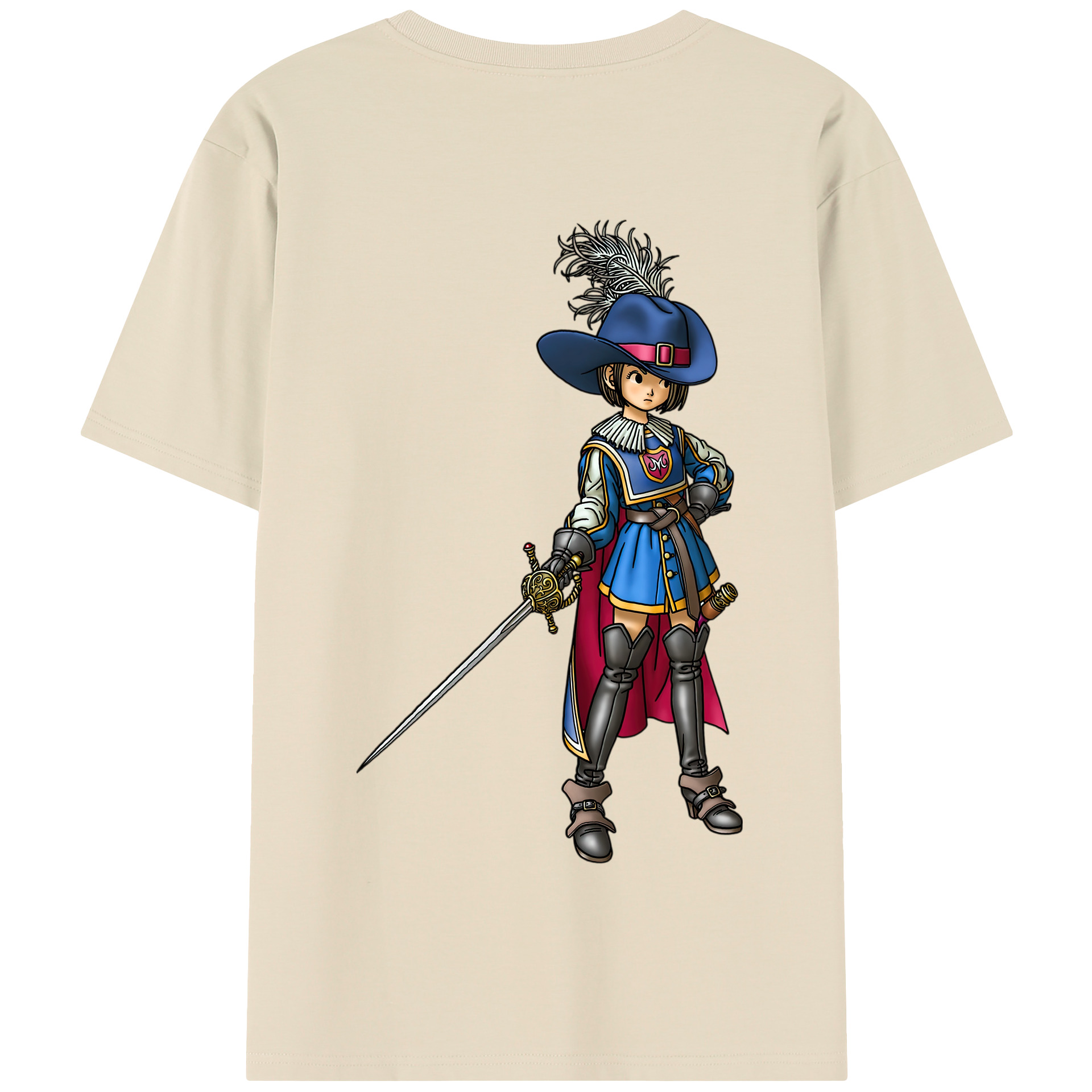 （画像用） ドラゴンクエスト Doragon Kuesuto Dragon Quest 綿100％半袖Tシャツ（背面プリント）